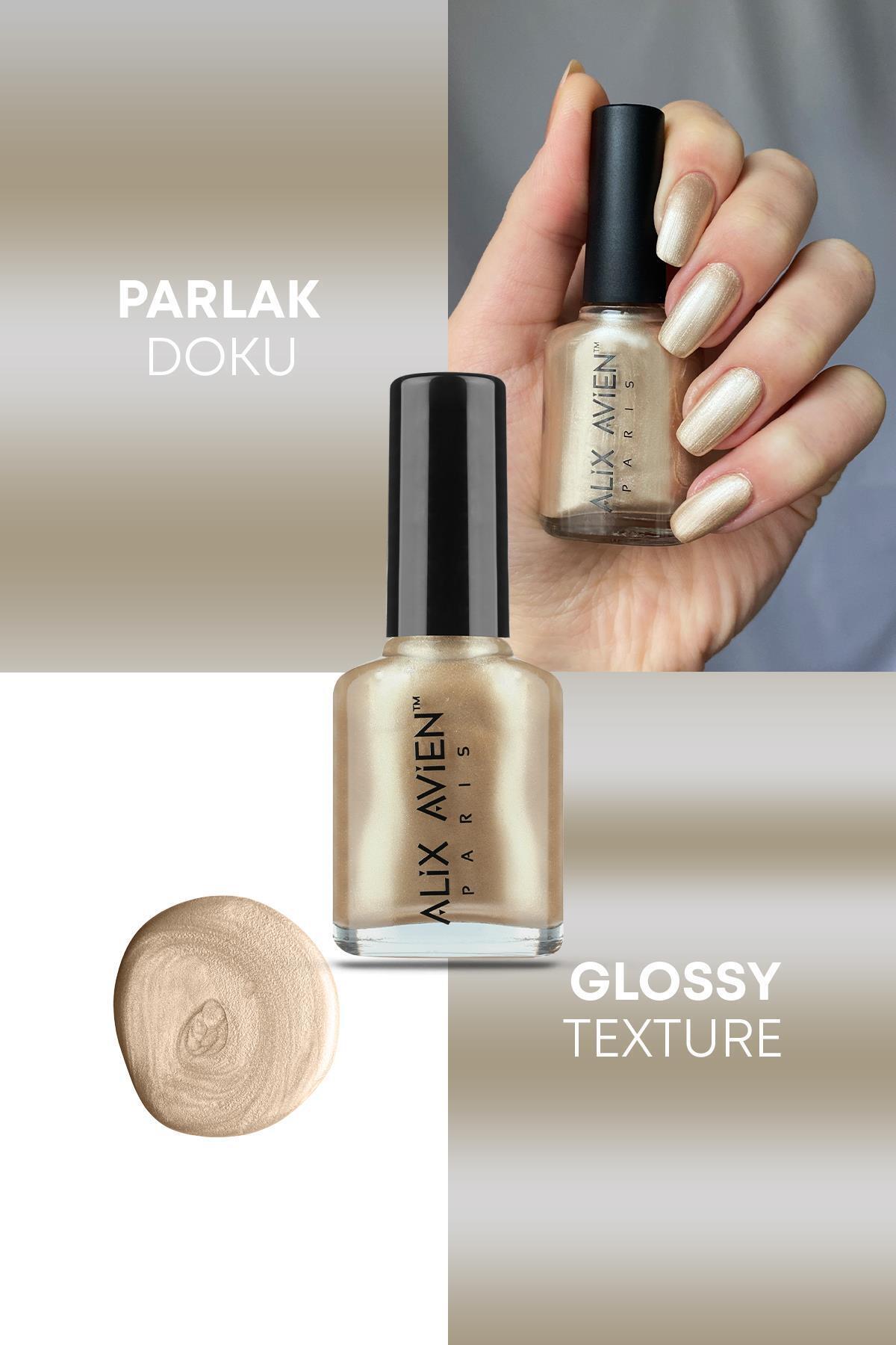 Alix Avien Sedefli Gold Oje 30 - Yüksek Pigmentli Uzun Süreli Kalıcılık Hızlı Kuruma - Nail Lacquer 30