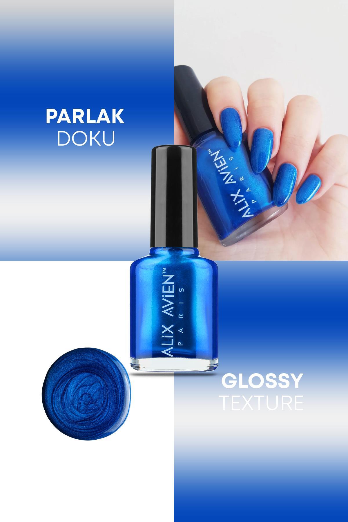 Alix Avien Sedefli Saks Mavi Oje 34 - Yüksek Pigmentli Uzun Süreli Kalıcılık Hızlı Kuruma - Nail Lacquer 34