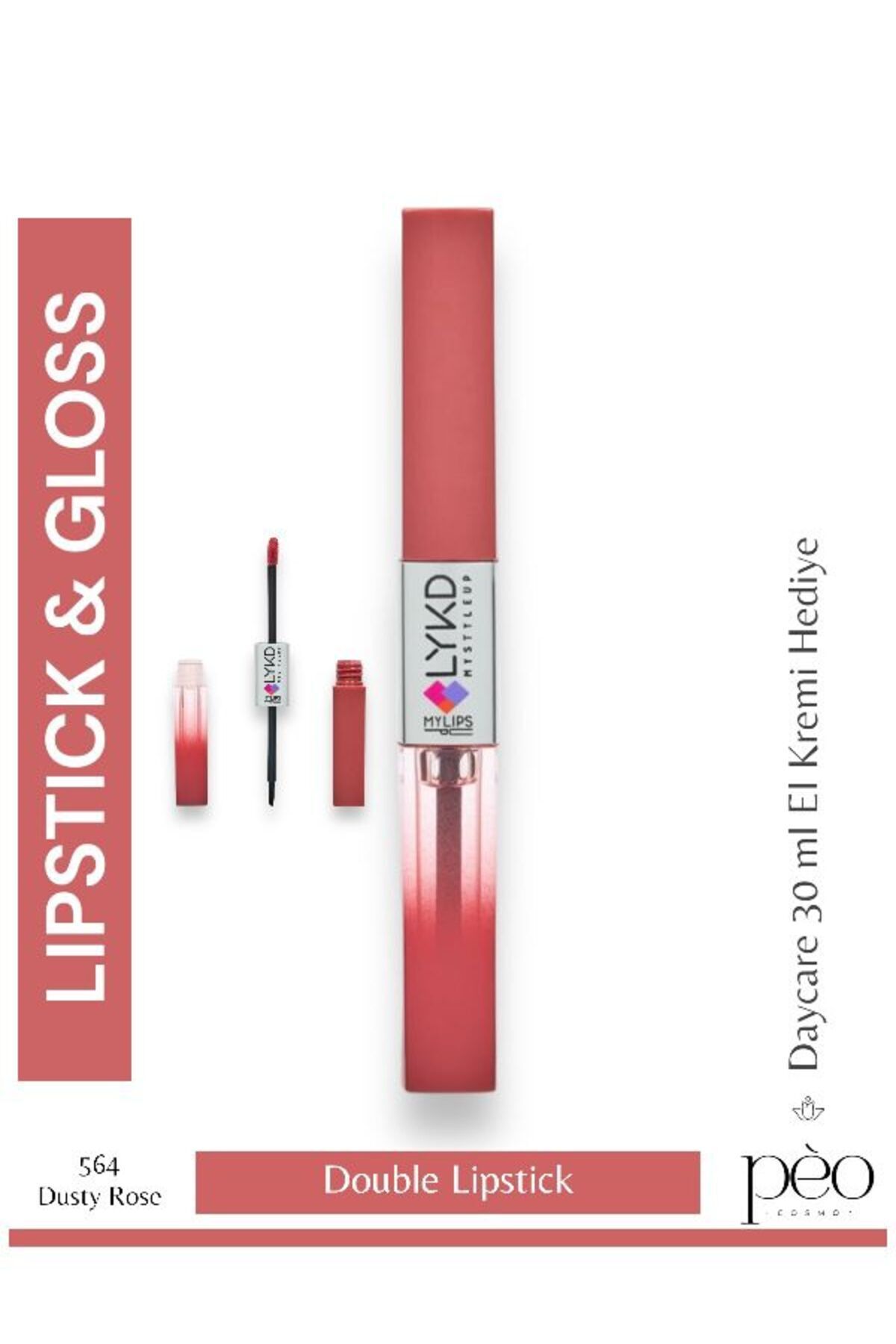 lykd Double Sided Lipstick & Gloss 564 Dusty Rose