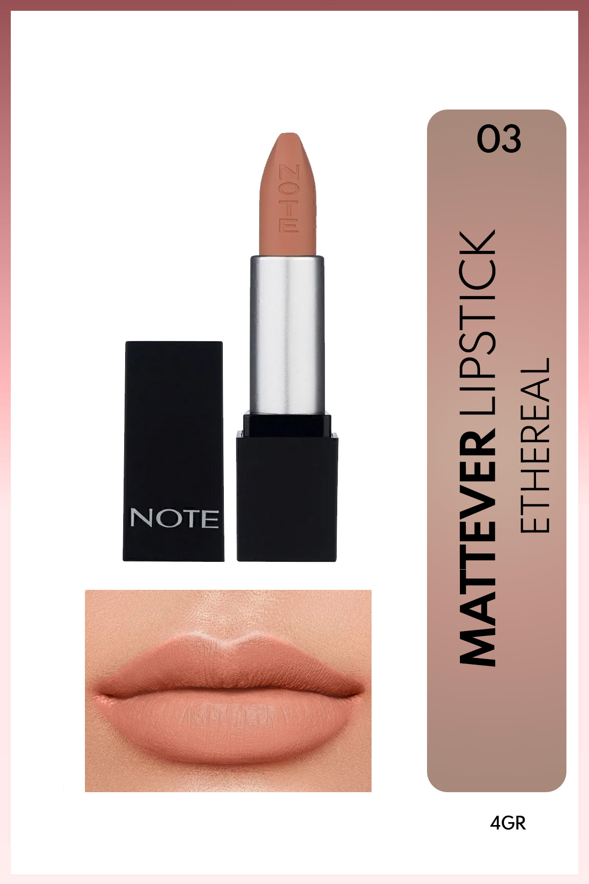 NOTE Mattever Lipstick Yarı Mat Saten Bitişli Ruj 03 Ethereal - Açık Nude