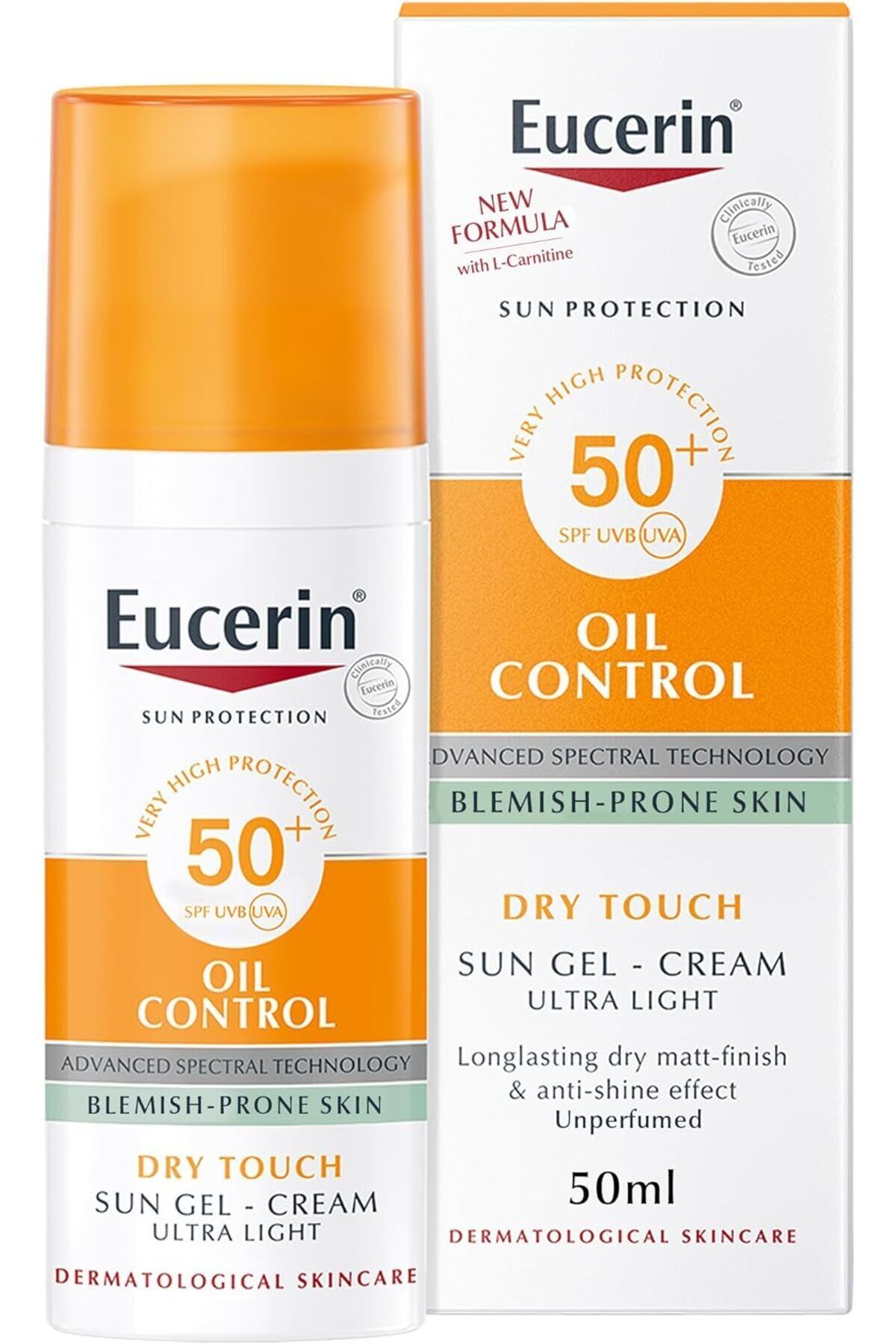 Eucerin 2Pcs Eucerin Face Sunscreen Oil Control Gel-Cream Dry Touch High UVA/UVB, SPF 50+ Light Texture 50ml