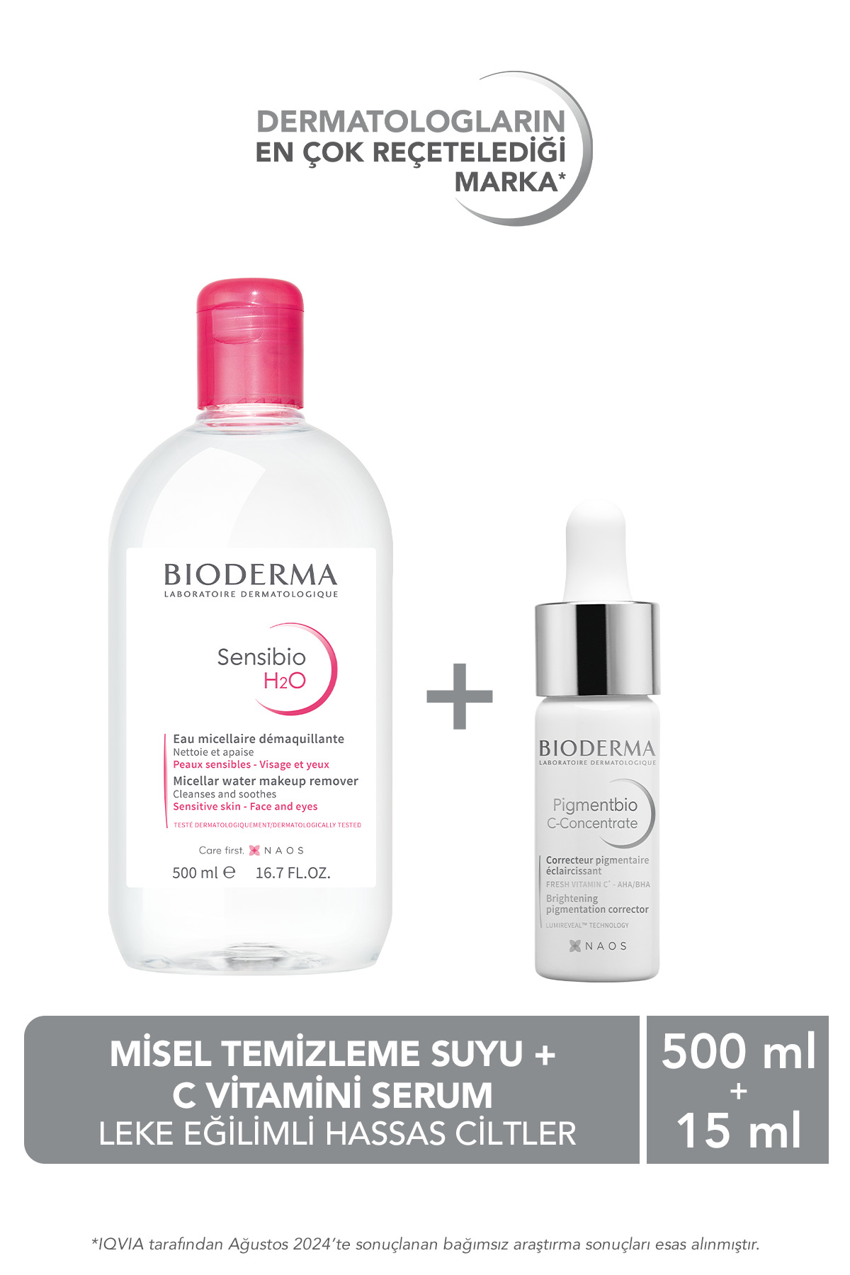 Bioderma Leke Karşıtı Aydınlatıcı C Vitaminli Gece Serumu 15 ml & Sensibio Misel Su 500 ml
