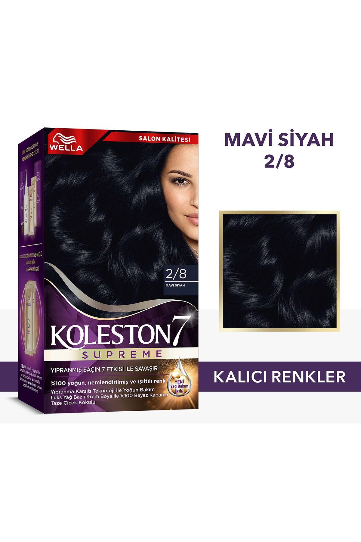 Wella Koleston Supreme Kit Saç Boyası 2/8 Mavi Siyah