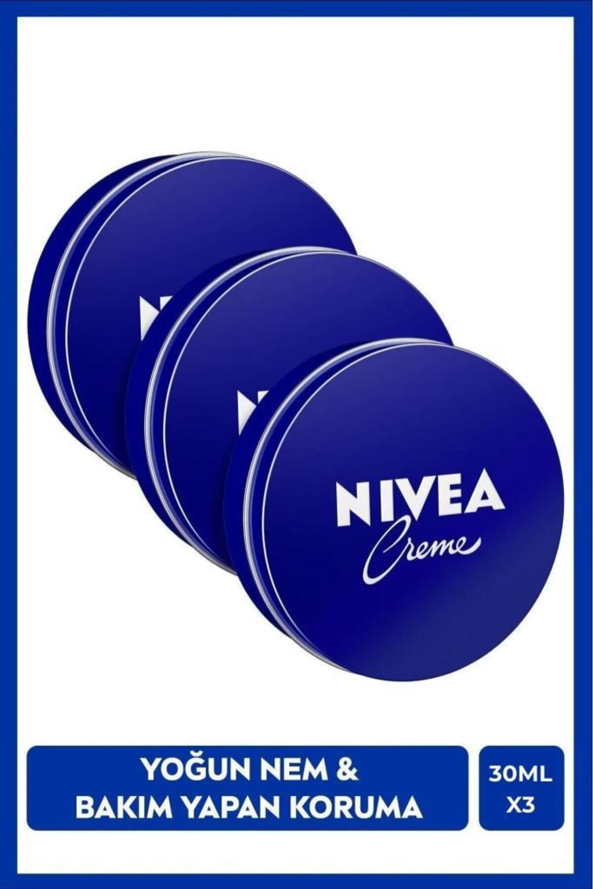 NIVEA Nemlendirici Creme 30ml, Yoğun Nemlendirici, Eucerit, Yumuşak Cilt, El Yüz Vücut, X3 Adet
