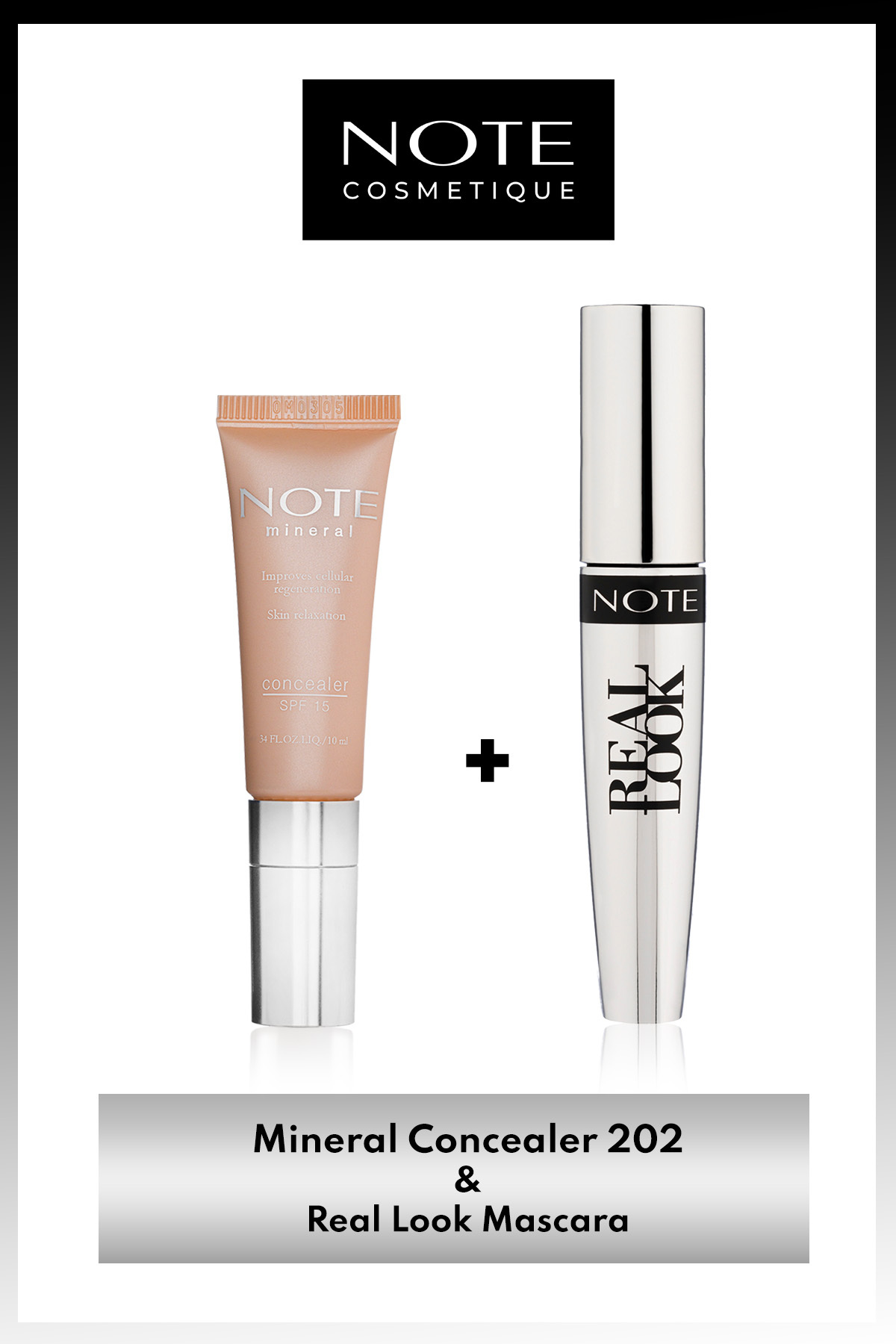 NOTE Mineral Concealer 202 Göz Altı Kapatıcısı & Real Look Maskara Makyaj Seti