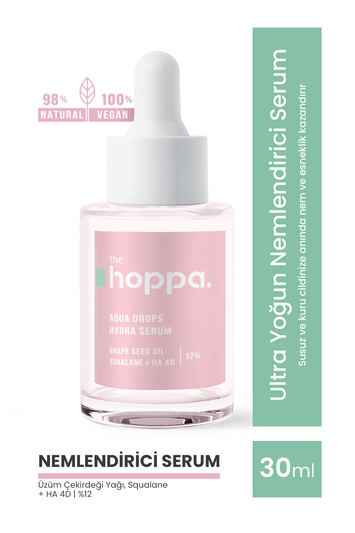 the hoppa. Cildin Doğal Nemlendiricilerini İçeren Ultra Yoğun Nemlendiricili Serum Üzüm Çekirdeği Yağı + Squala