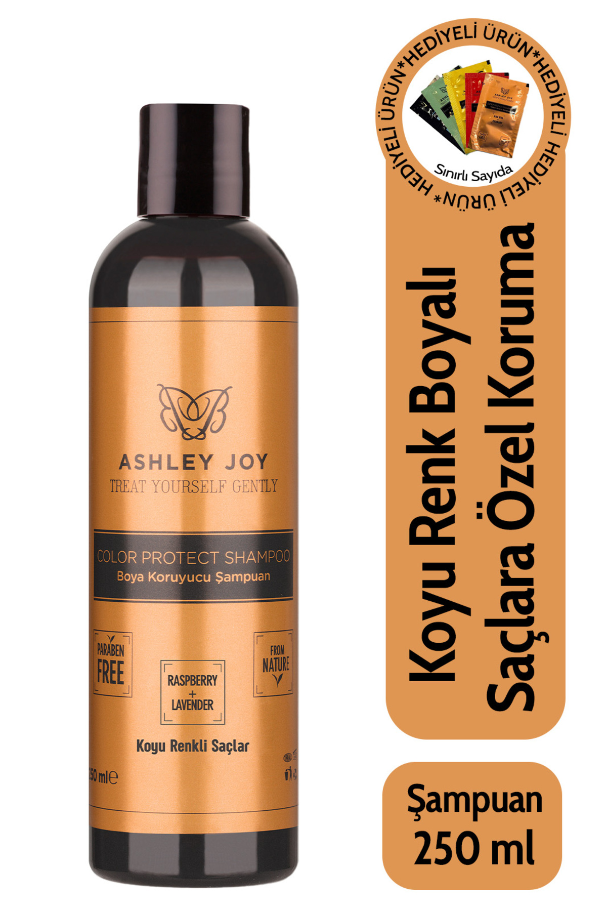 ASHLEY JOY Koyu Renk Boyalı Saçlara Özel Lavanta Ahududu Özlü Renk Koruyucu Şampuan 250 ml