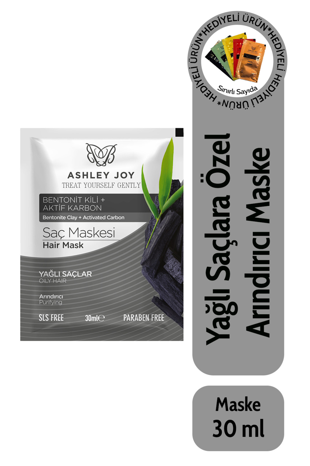 ASHLEY JOY Yağlı Saçlar Için Bentonit Kili, Aktif Karbon Içeren Arındırıcı Saç Maskesi 30 ml