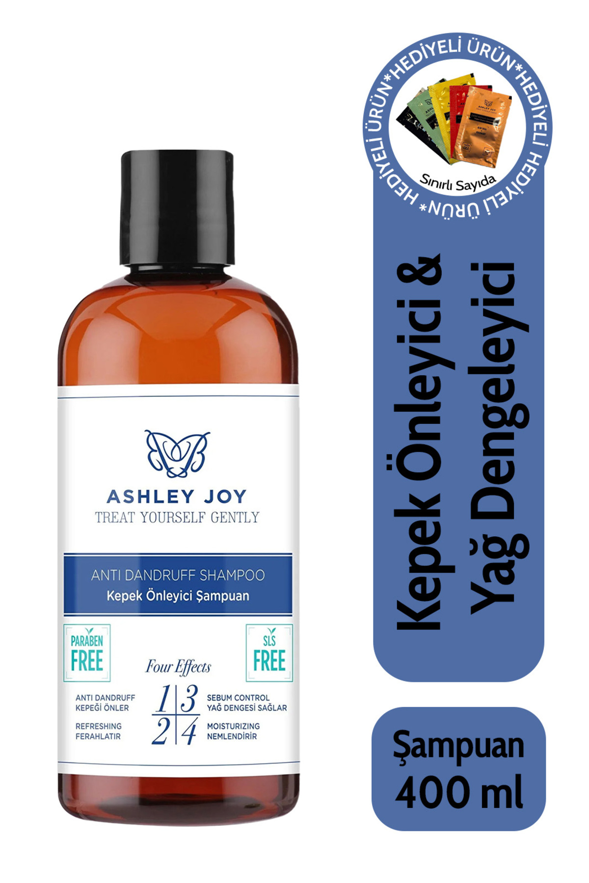 ASHLEY JOY Kepek Karşıtı Onarıcı Saç Bakım Şampuanı 400 ml - Normal & Yağlı Saçlar İçin, Doğal Özlü, Tuzsuz