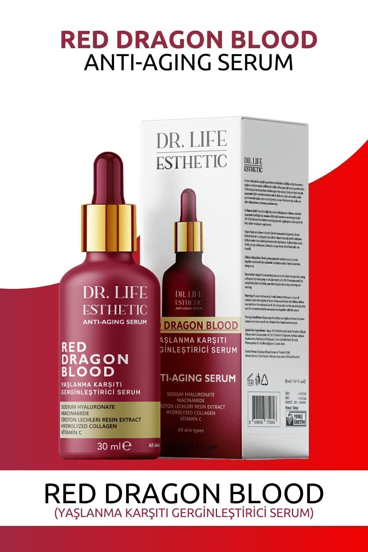 lifeesthetic Red Dragon Blood Yüz Serumu 30 ml Nemlendirici Cilt Bakım Serumu Işıltılı Görünüm
