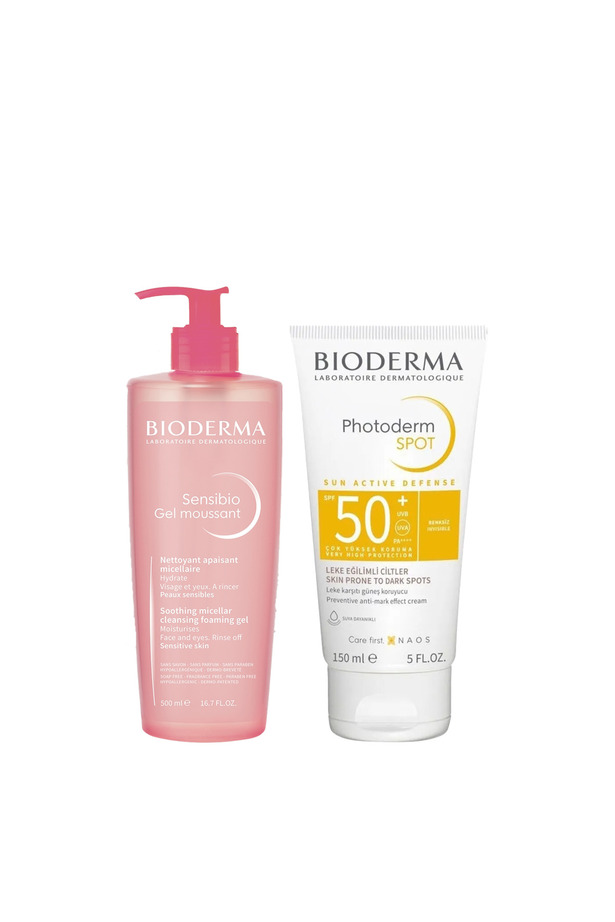 Bioderma Sensibio Yüz Temizleme Jeli 500 ml ve Photoderm Spot 150 ml