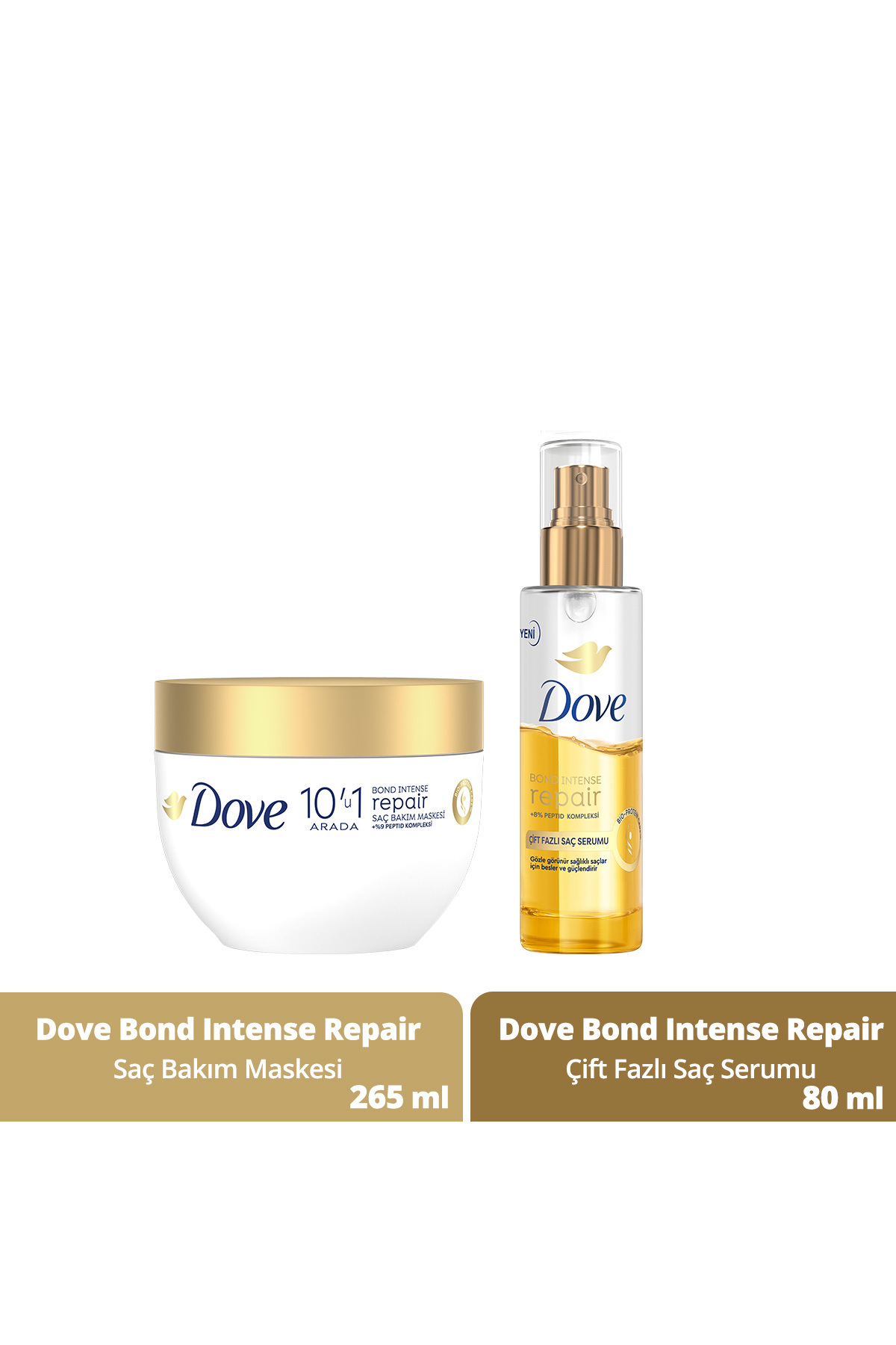 Dove 10'u 1 Arada Saç Bakım Maskesi Bond Intense Repair 265 ml + Çift Fazlı Saç Serumu 80 ml