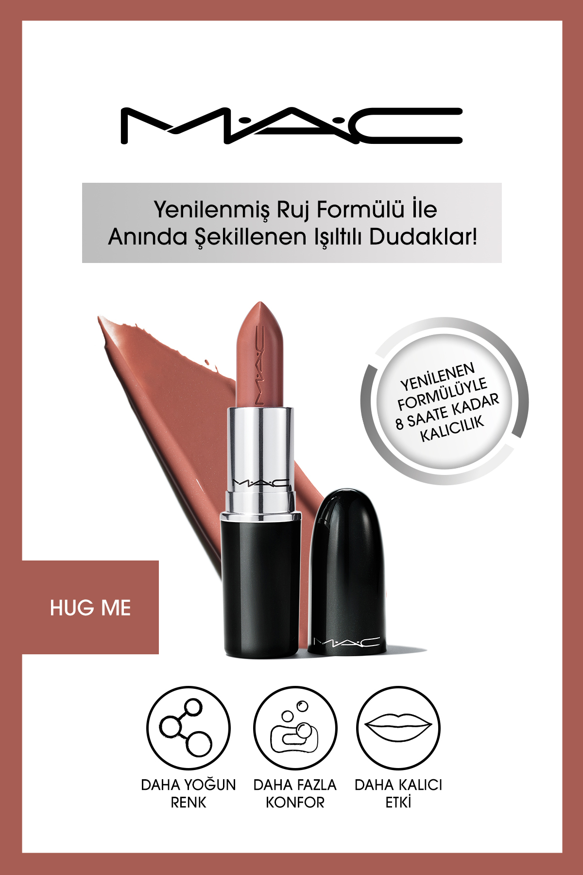 M.A.C Lustreglass Sheer-shine Kolay Uygulanan Parlak Bitişli Ruj - Hug Me 3g