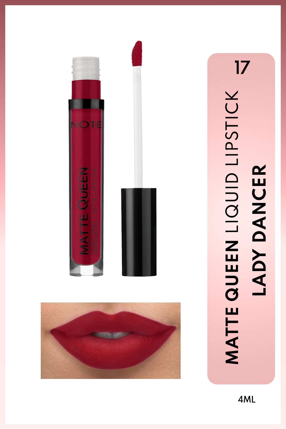 NOTE Matte Queen Lipstick Kalıcı Mat Likit Ruj - 17 Lady Dancer - Kırmızı