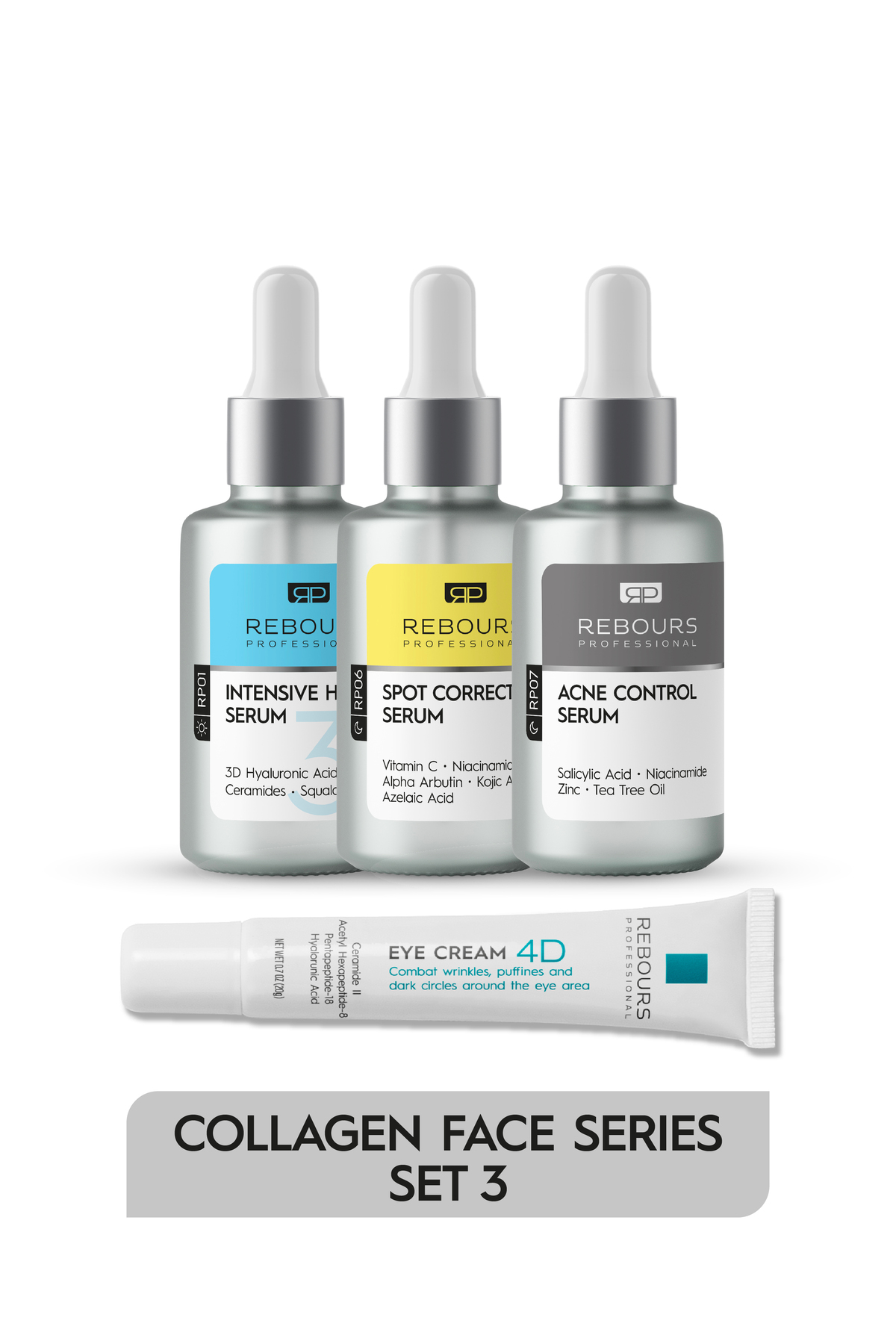 rebours professional Intensive 3d hydrating+Spot correcting+Acne control 3 çeşit serum+ Göz çevresi bakım kremi