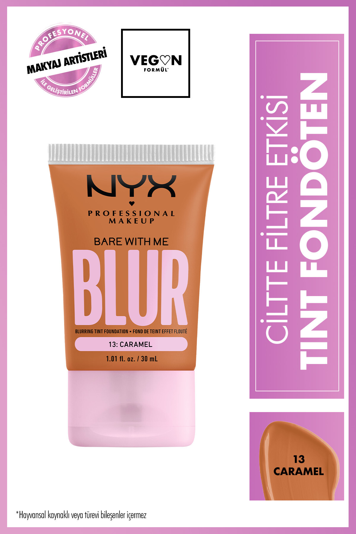 NYX Professional Makeup Bronz Ciltler ve Kontür İçin Filtre Etkili Fondöten – 13 Caramel