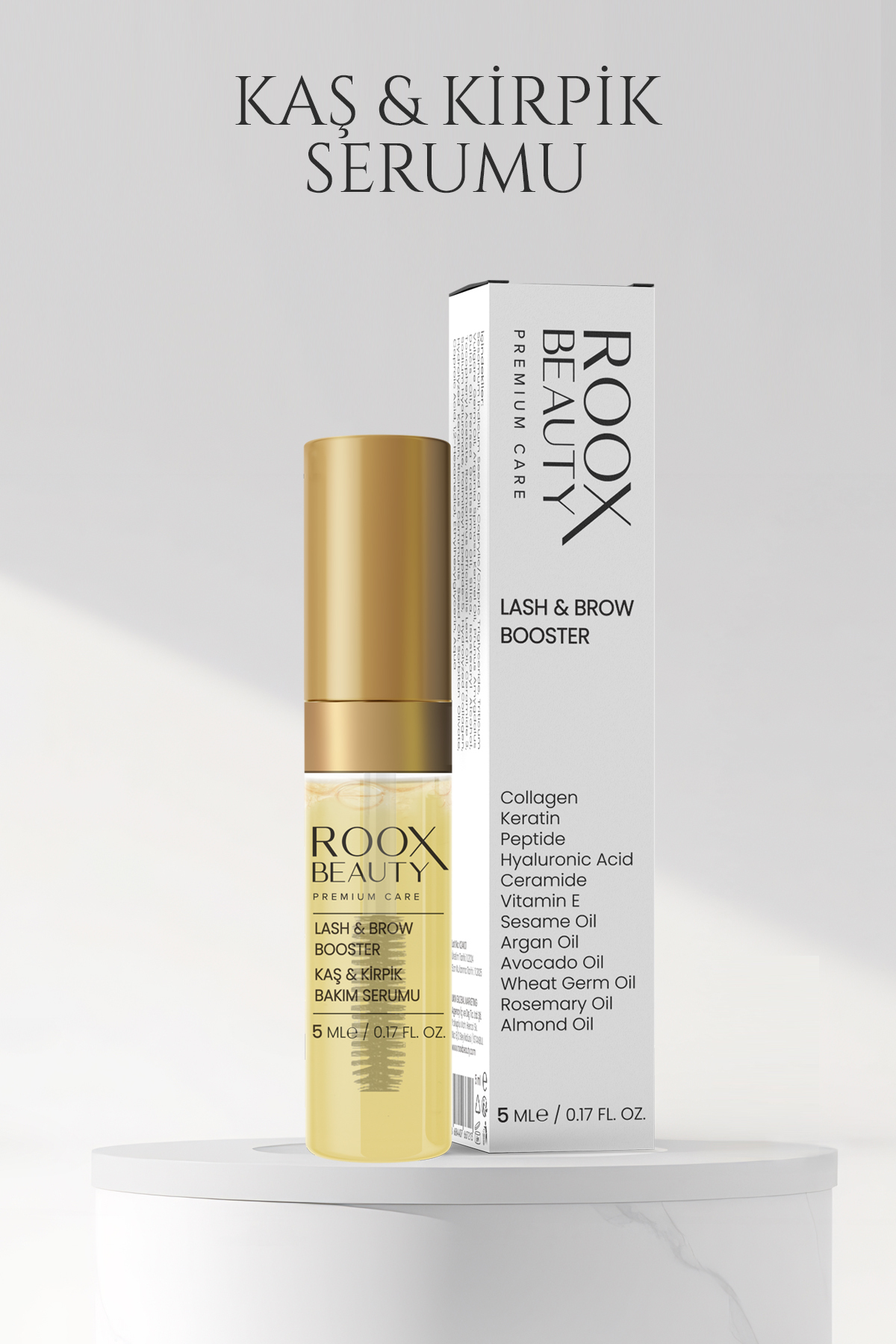 Roox Beauty Kolajen Keratin Peptit Hyaluronik Asit Seramid Vitamin E ve 7 Farklı Yağ İçeren Kaş Kirpik Serumu