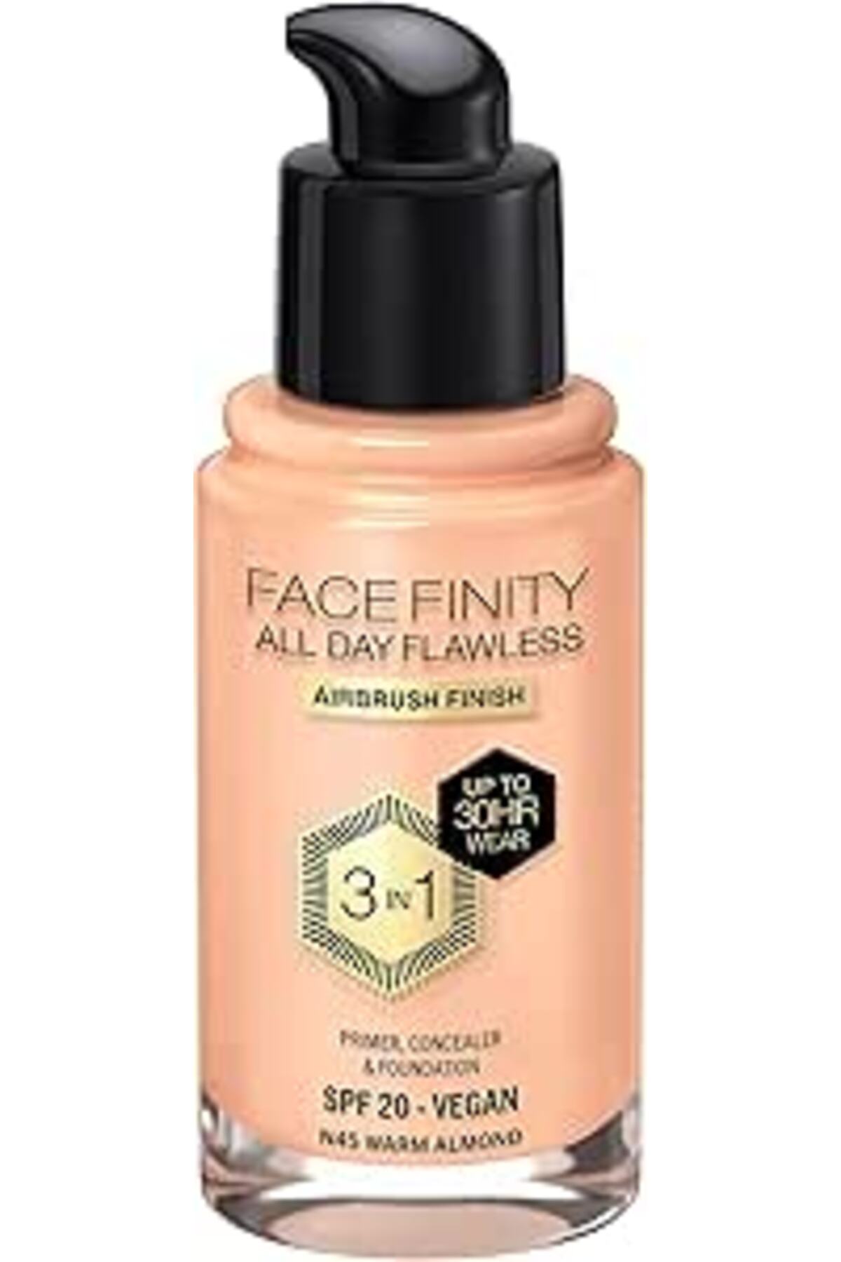 Max Factor Facefinity All Day Flawless Fondöten - N45 - Sıcak Badem, 30ml