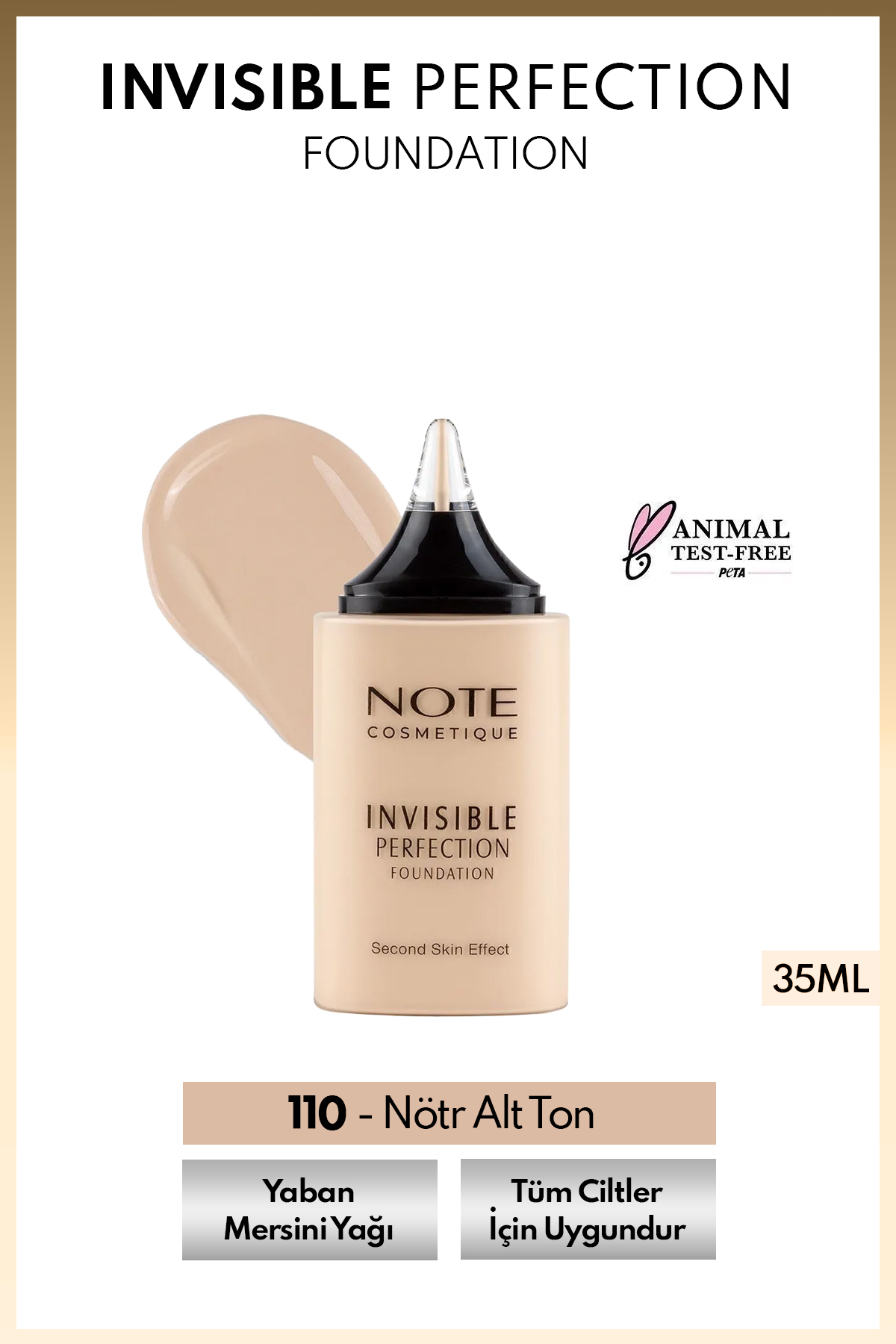 NOTE Invisible Perfection Foundation Hafif Yapılı Doğal Bitişli Fondöten - 110 Fair Ivory