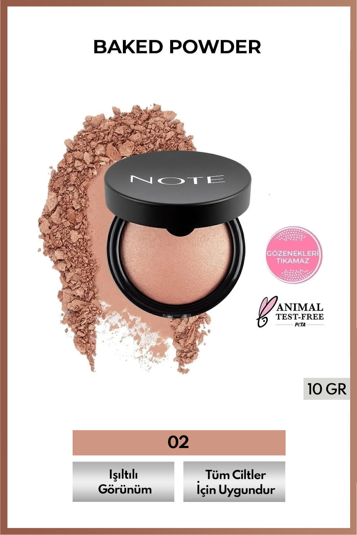 NOTE Baked Powder Işıltılı Bitişli Fırınlanmış Toz Pudra - 02 Honey Warm
