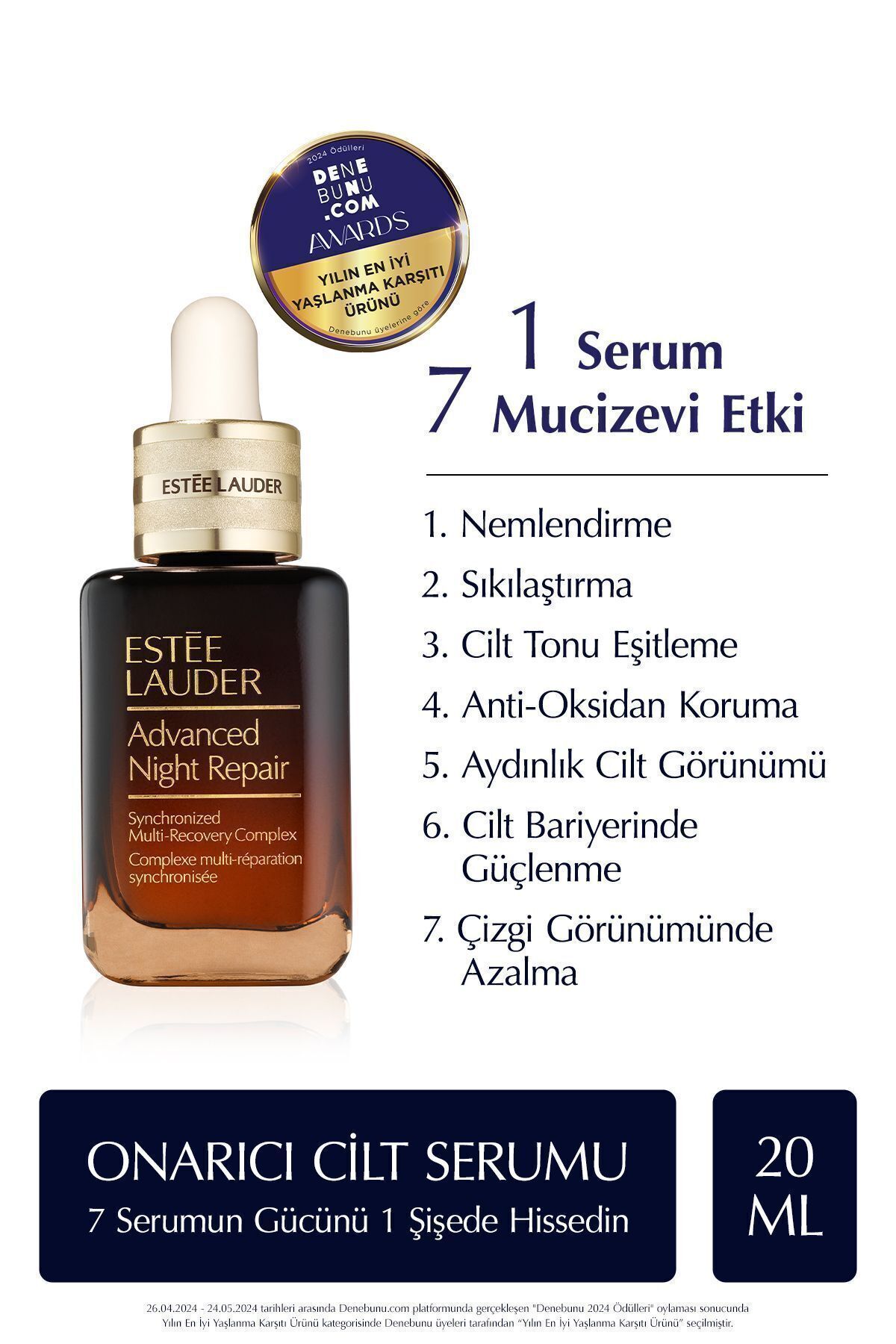Estee Lauder Advanced Night Repair-7 Serumun Gücünü Barındıran Onarıcı Cilt Bakım Serumu 20 ml