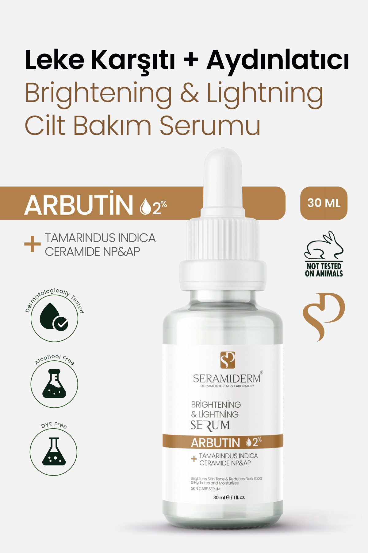 SERAMİDERM Dermatological & Laboratory Leke Karşıtı ve Aydınlatıcı Arbutin Cilt Bakım Serumu 30 ml