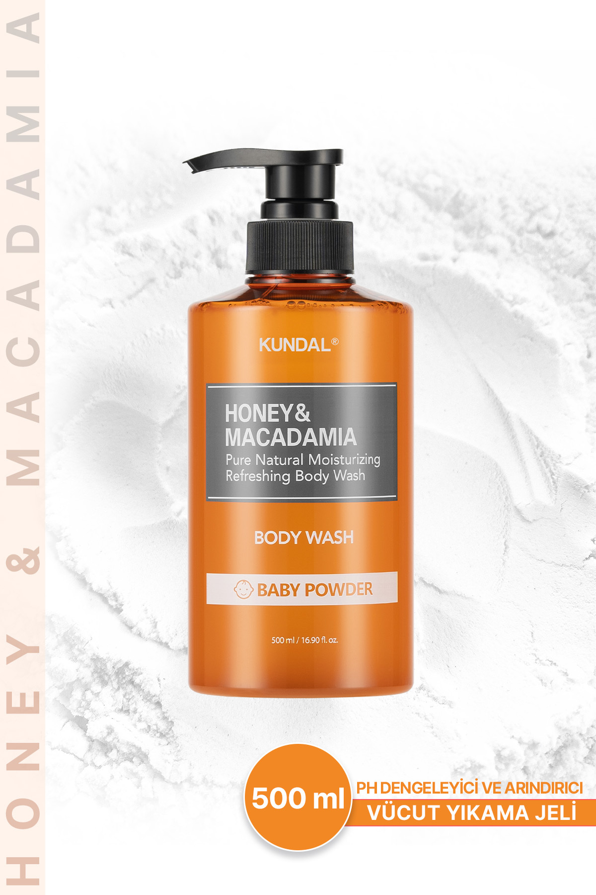 Kundal Ph Dengeleyici ve Arındırıcı Vücut Yıkama Jeli KUNDAL Honey & Macadamia Pure Body Wash (Baby Powder)