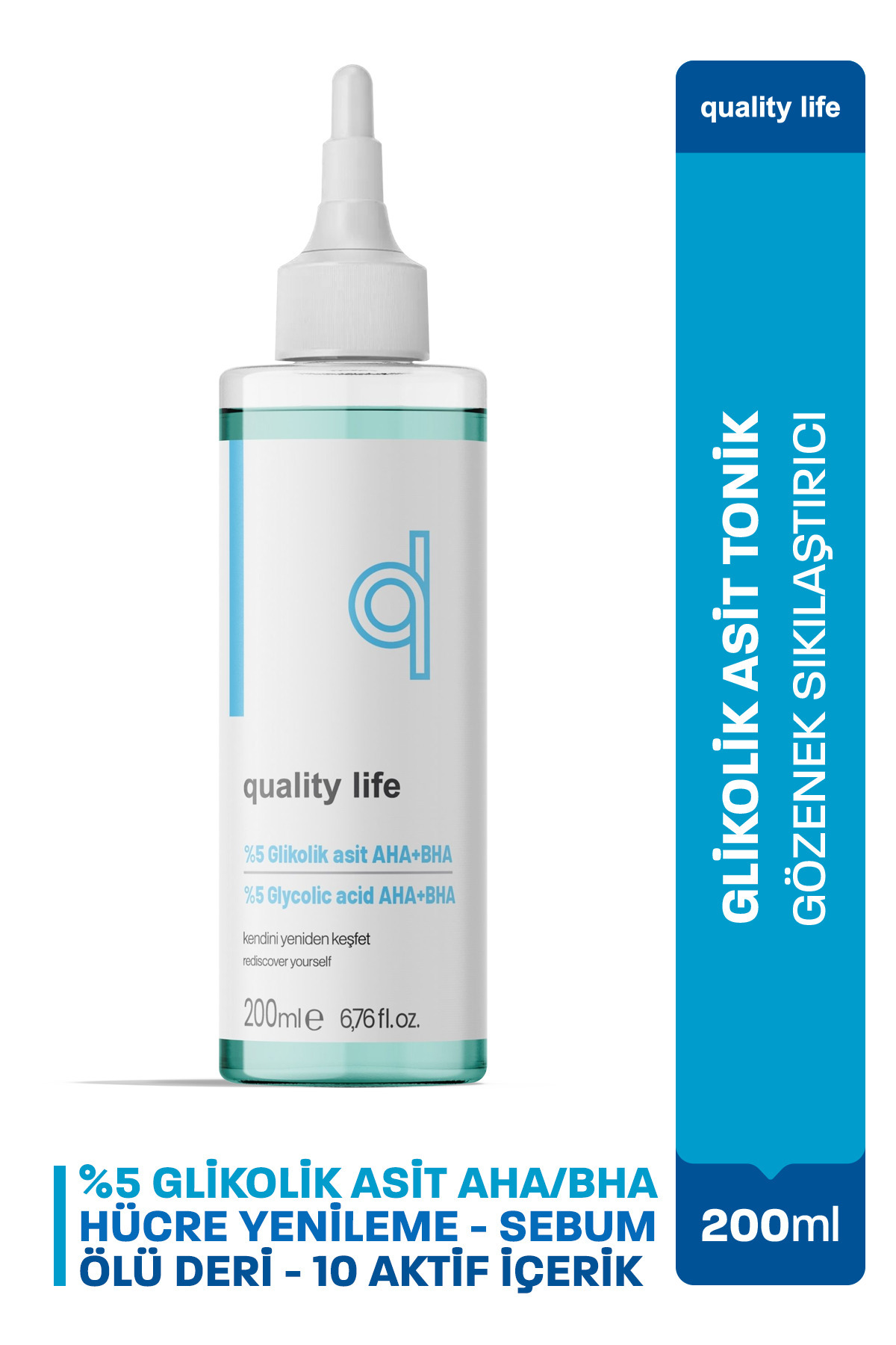 Quality Life Glikolik Asit Tonik - AHA BHA - Gözenek Sıkılaştırıcı Ölü Deri Temizleyici Arındırıcı Yüz Temizleme