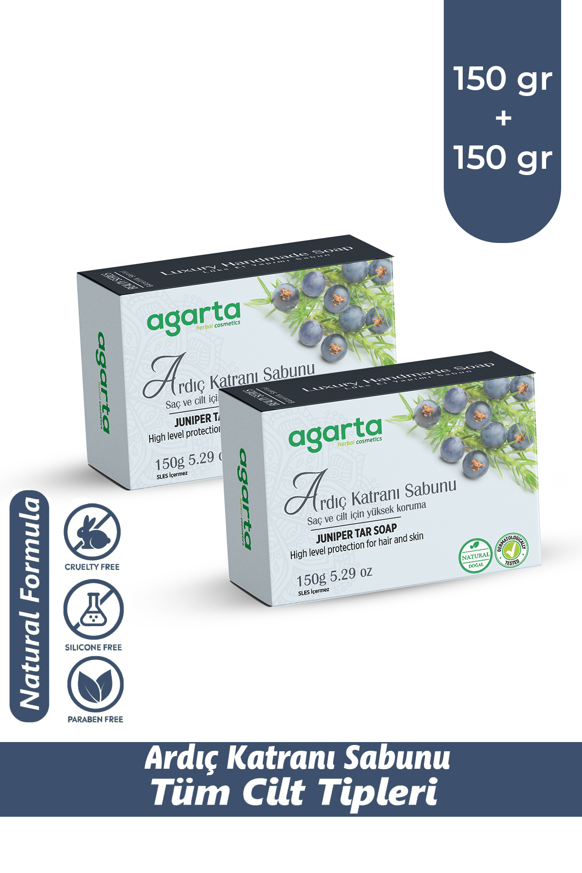 Agarta 2 Li Set El Yapımı Doğal Ardıç Katranı Sabunu 150 gr