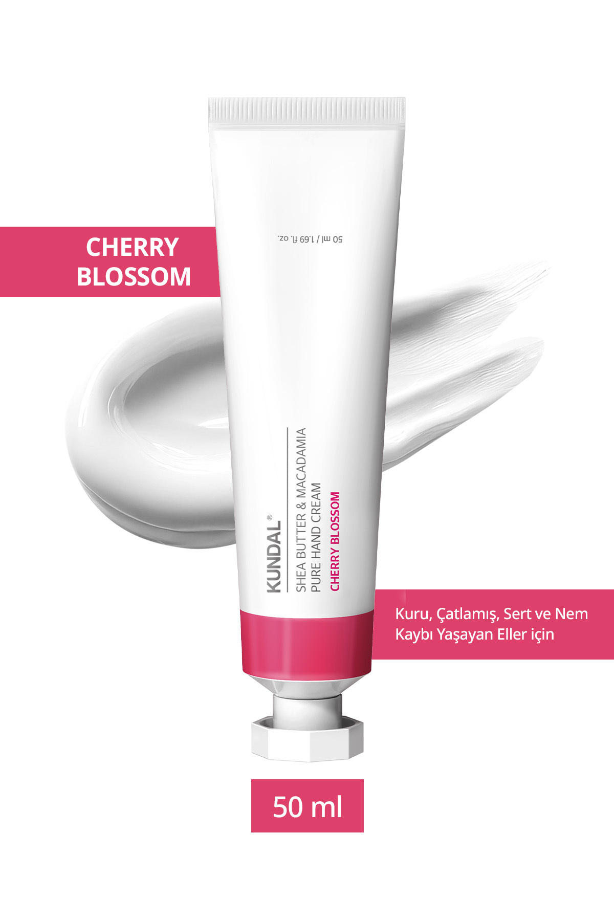Kundal Yoğun Nem Veren Besleyici El Kremi KUNDAL Shea Butter&Macadamia Pure Hand Cream 50ml(Cherry Blossom)