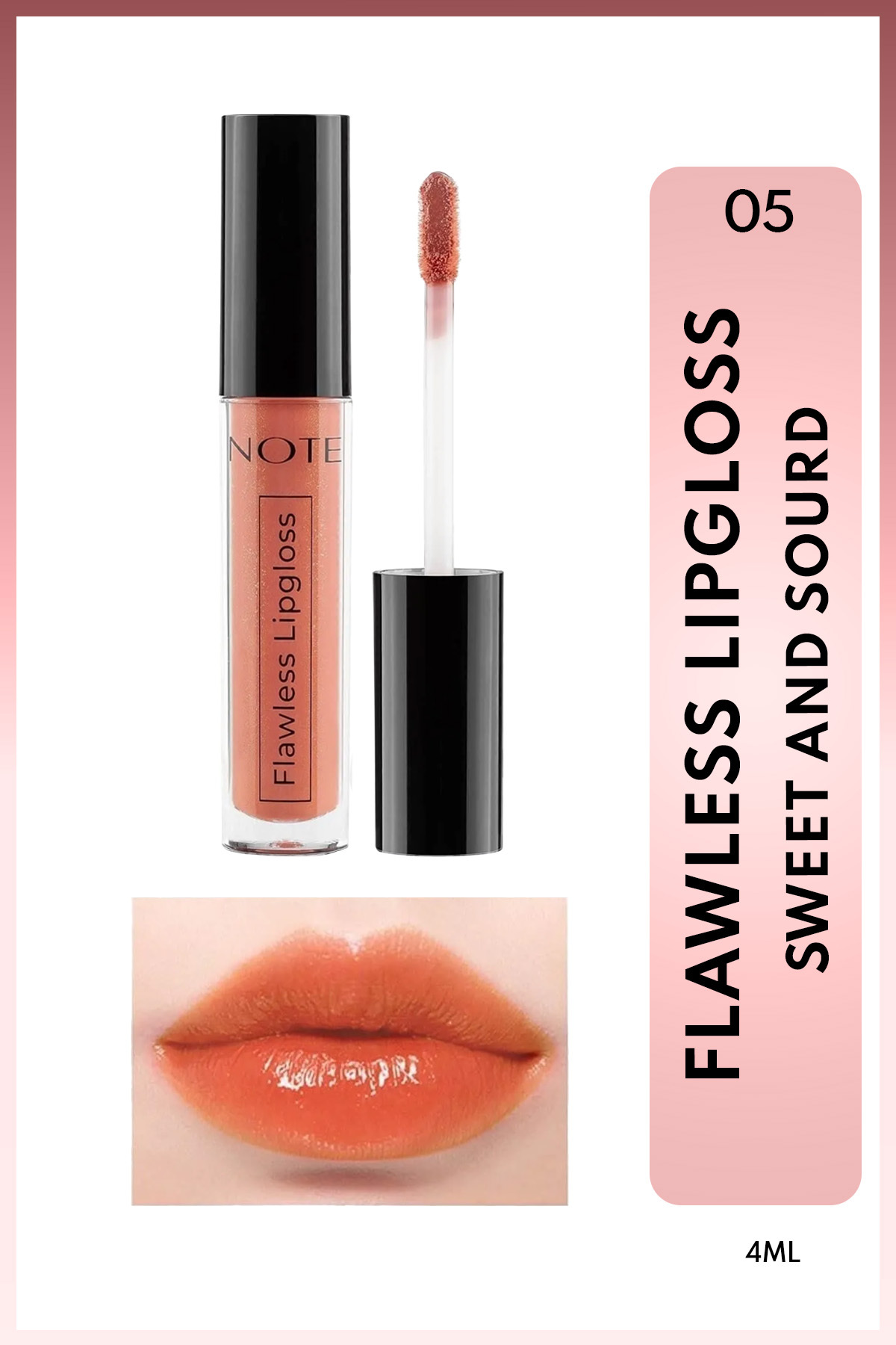 NOTE Flawless Lipgloss Nemlendirici Dudak Parlatıcısı - 05 Sweet And Sour - Turuncu