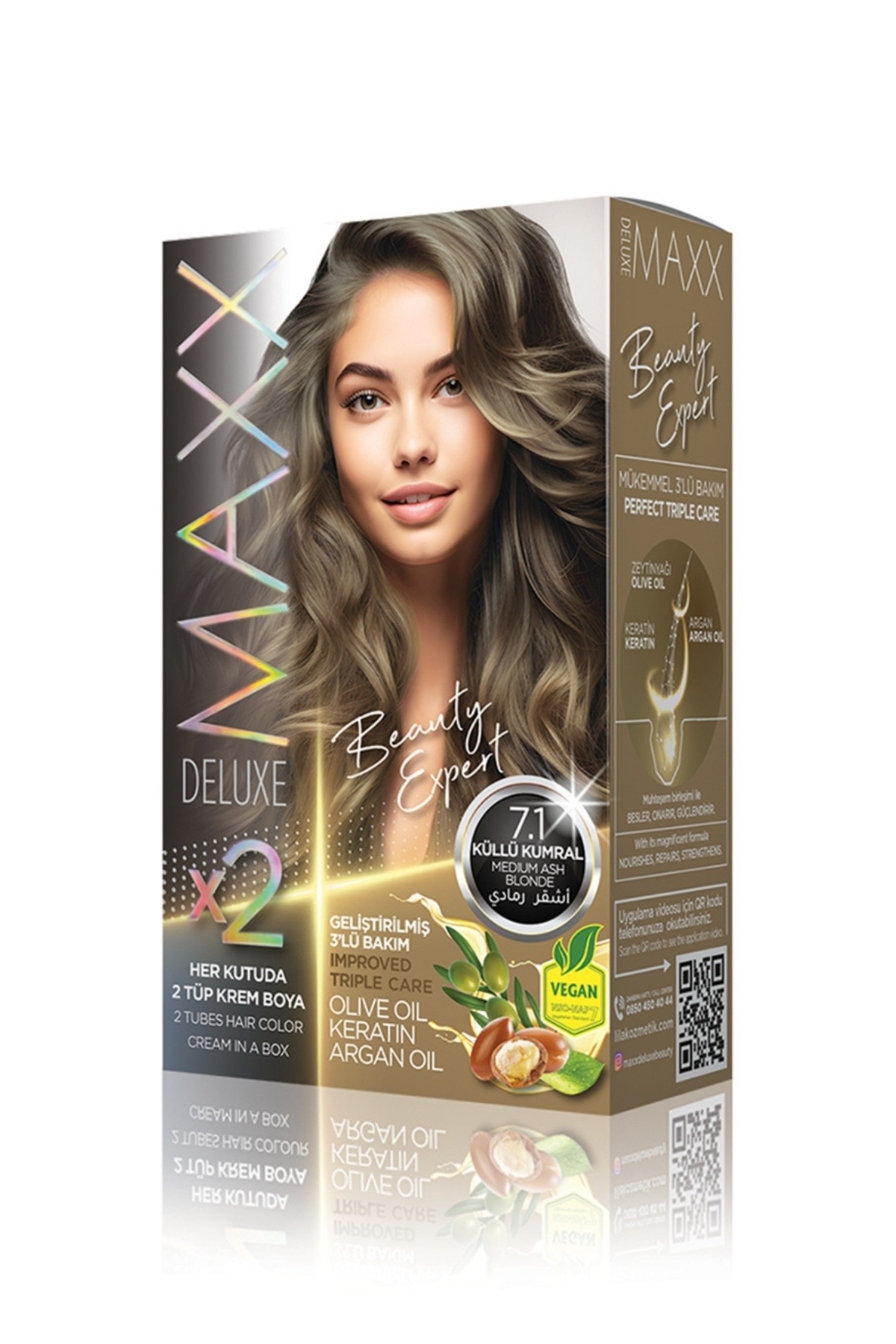 MAXX DELUXE Beauty Expert Set Saç Boyası 7.1 Küllü Kumral