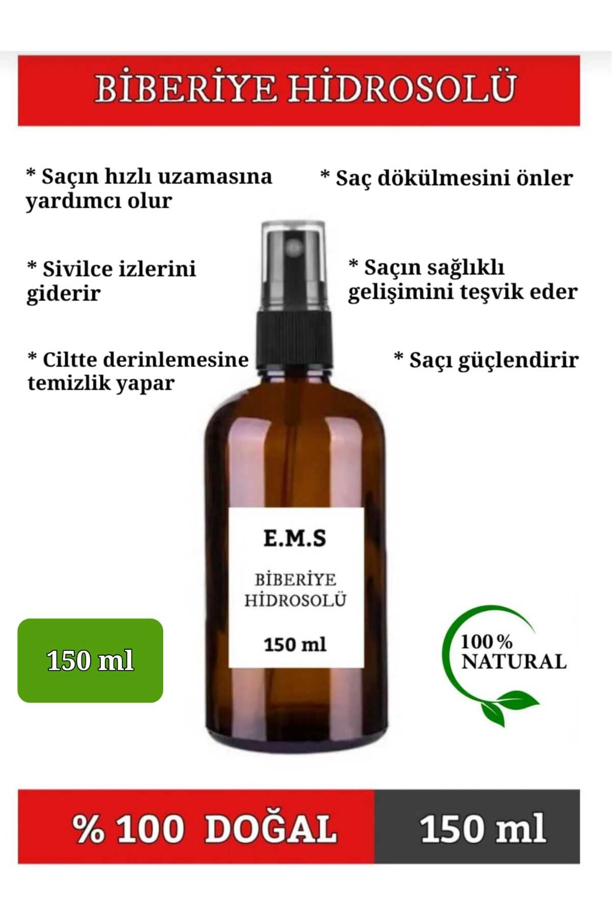 E.M.S AVM Biberiye Hidrosolü Biberiye Tonik Hidrolat Biberiye Suyu Yağı Alınmamış 150 Ml.