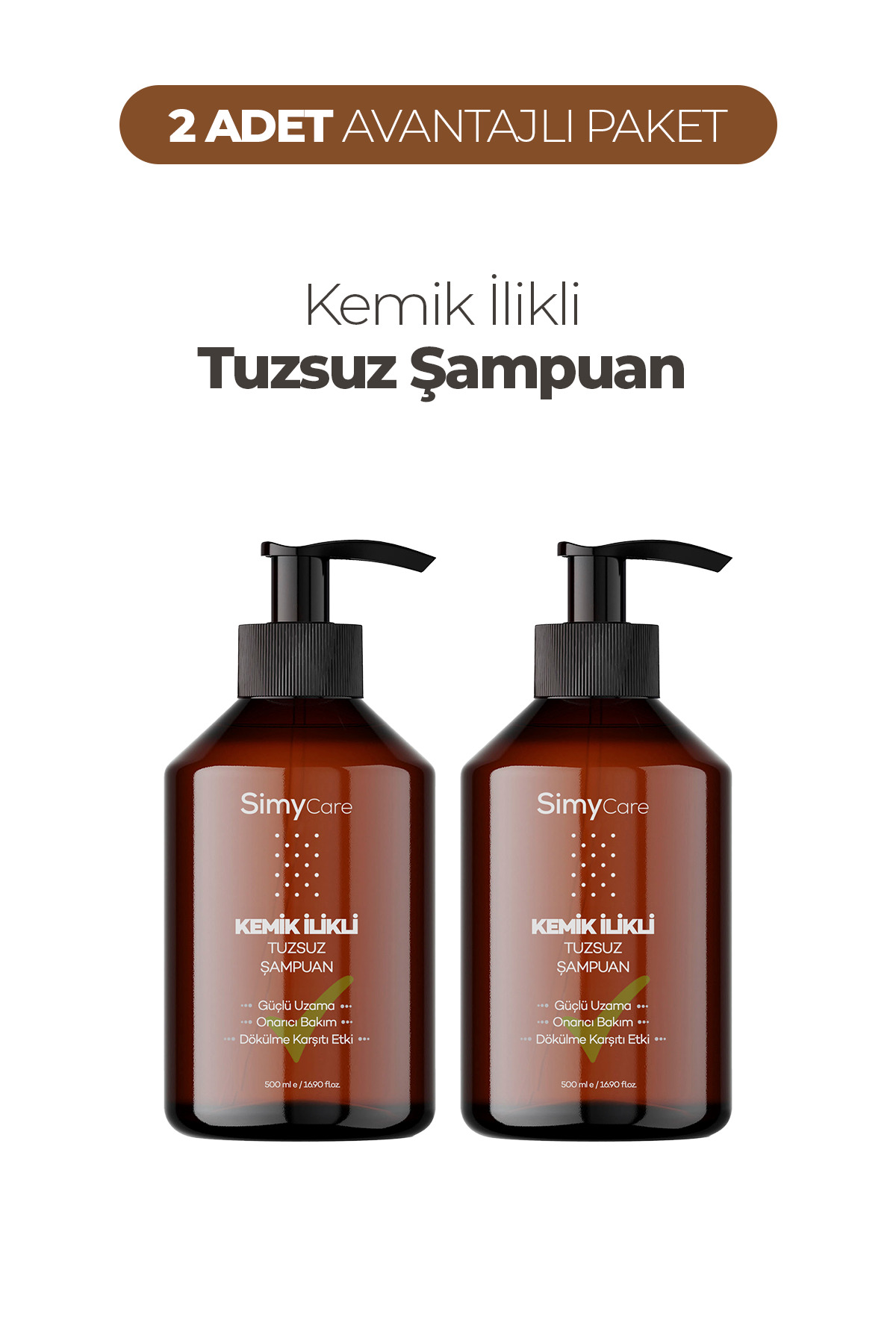 SimyCare 2'li Kemik İlikli Tuzsuz Saç Şampuanı