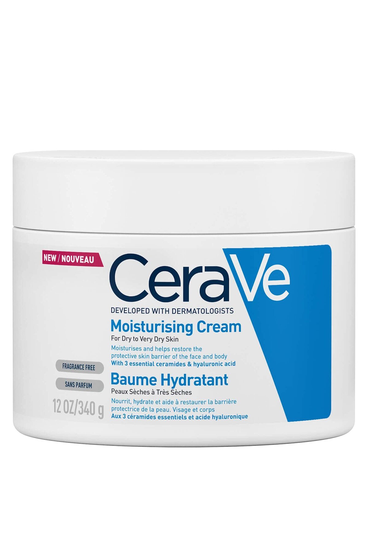 CeraVe Kuru ve Çok Kuru Ciltler İçin Hyaluronik Asit ve Seramid İçeren Nemlendirici Krem, 340 gr