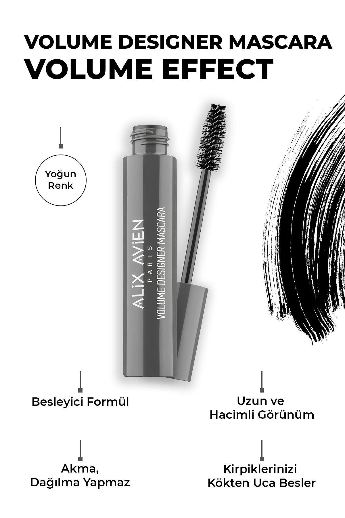 Alix Avien Ayarlanabilir Hacim Topaklanma Karşıtı Besleyici Etkili Siyah Maskara - Volume Designer Mascara