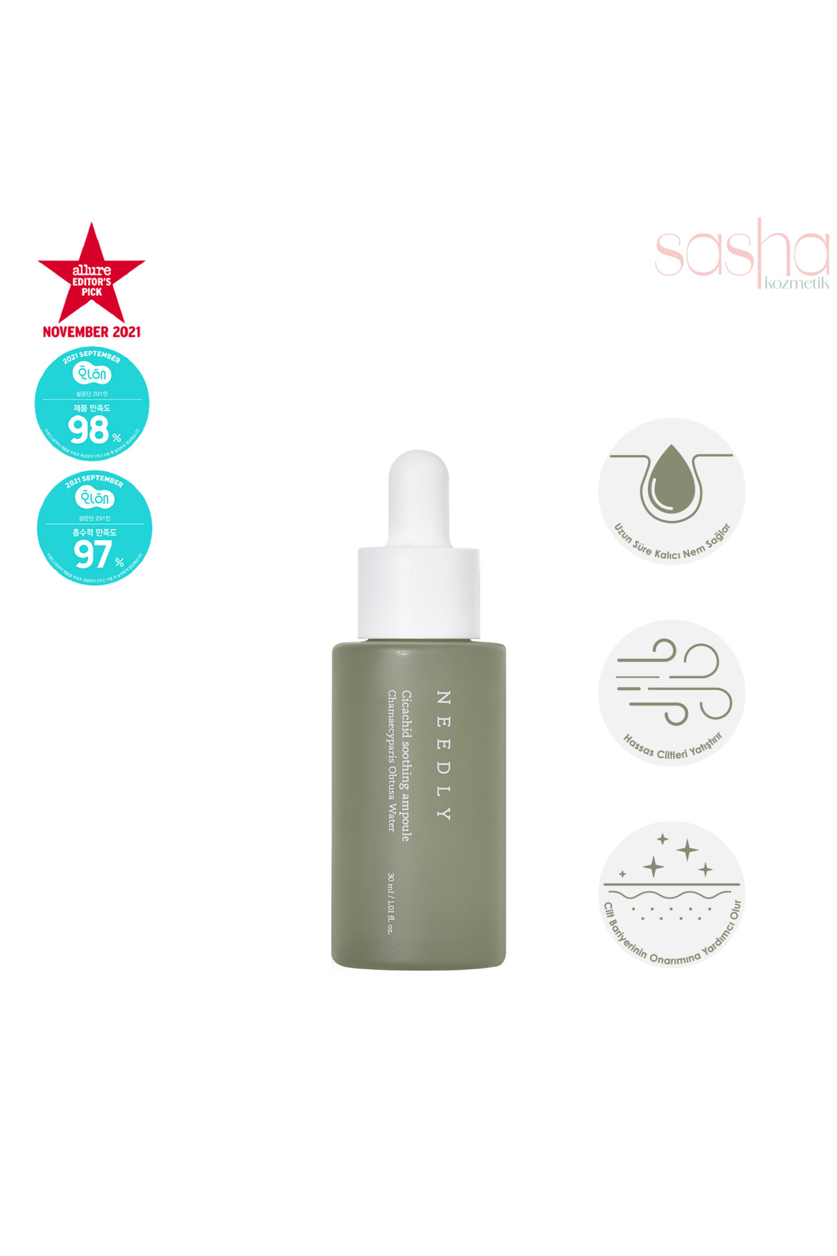 needly Cicachid Soothing Ampoule (CİLDİ YATIŞTIRAN VE NEMLENDİREN CENTELLA ASİATİCA SERUM, 30ML)