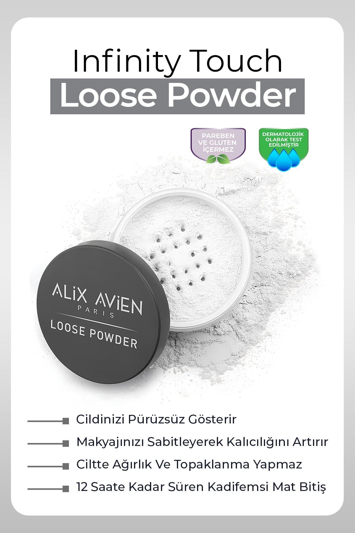 Alix Avien İpeksi Toz Pudra - Sabitleyici Etki Mat Bitiş - Loose Powder 01 Transparent
