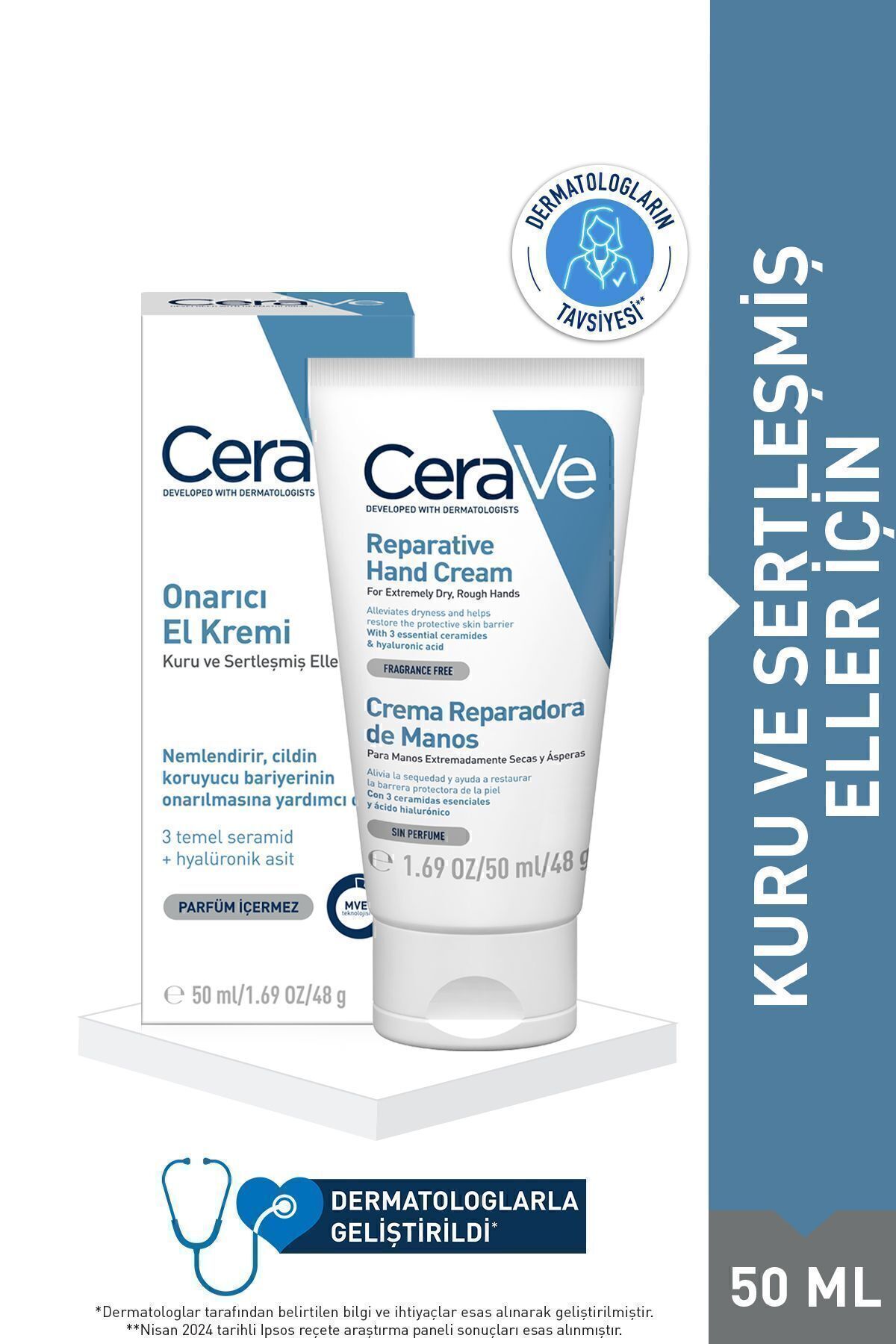 CeraVe Hızlıca Emilen Ellerinizi Yumuşatıcı Besleyici Nemlendirici ve Onarıcı El Kremi d-k.266