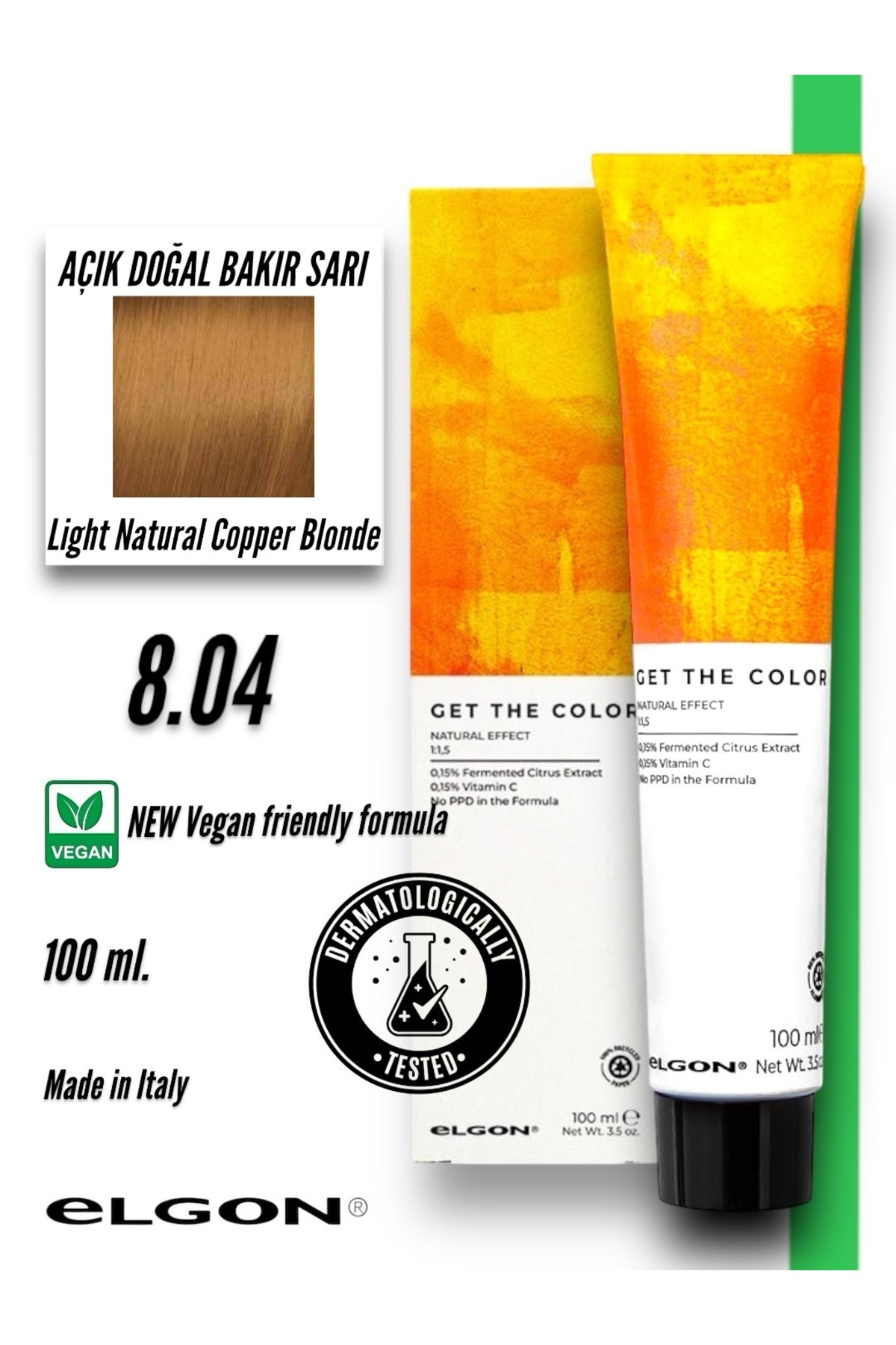 Elgon Get The Color 8.04 Profesyonel Saç Boyası (100 ml.) (Oksidansız)