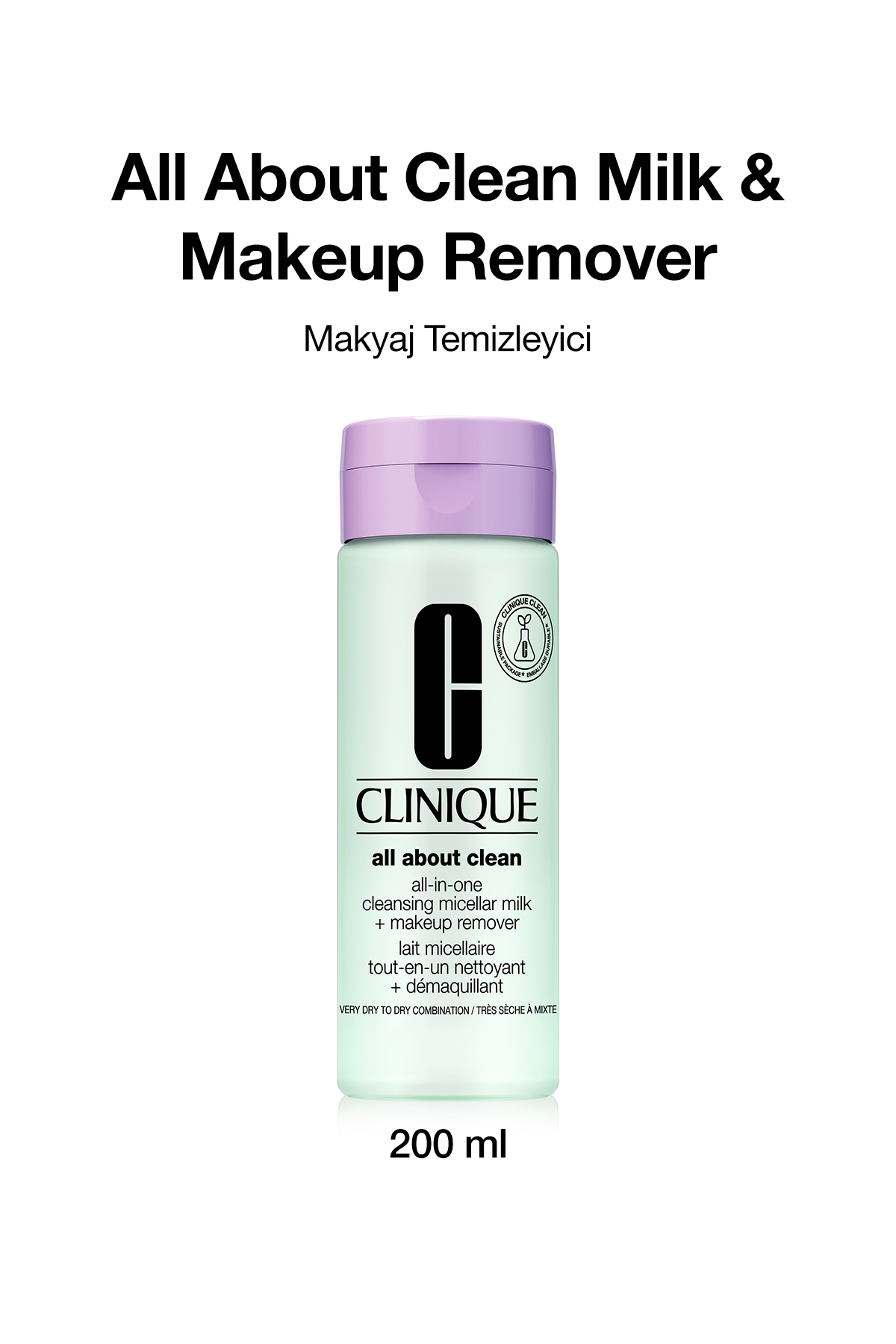 Clinique All About Clean™ Micellar Temizleyici Süt ve Makyaj Temizleyici 200ml | Kuru/Karma Cilt Tipi
