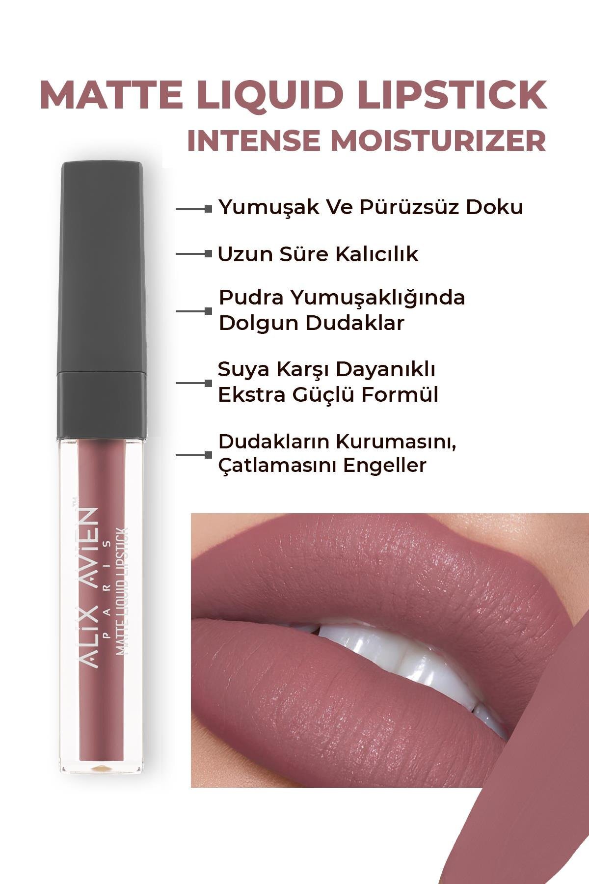 Alix Avien Uzun Süre Kalıcı Kadifemsi Kuruma Yapmayan Mat Likit Ruj - Matte Liquid Lipstick 509 Berry
