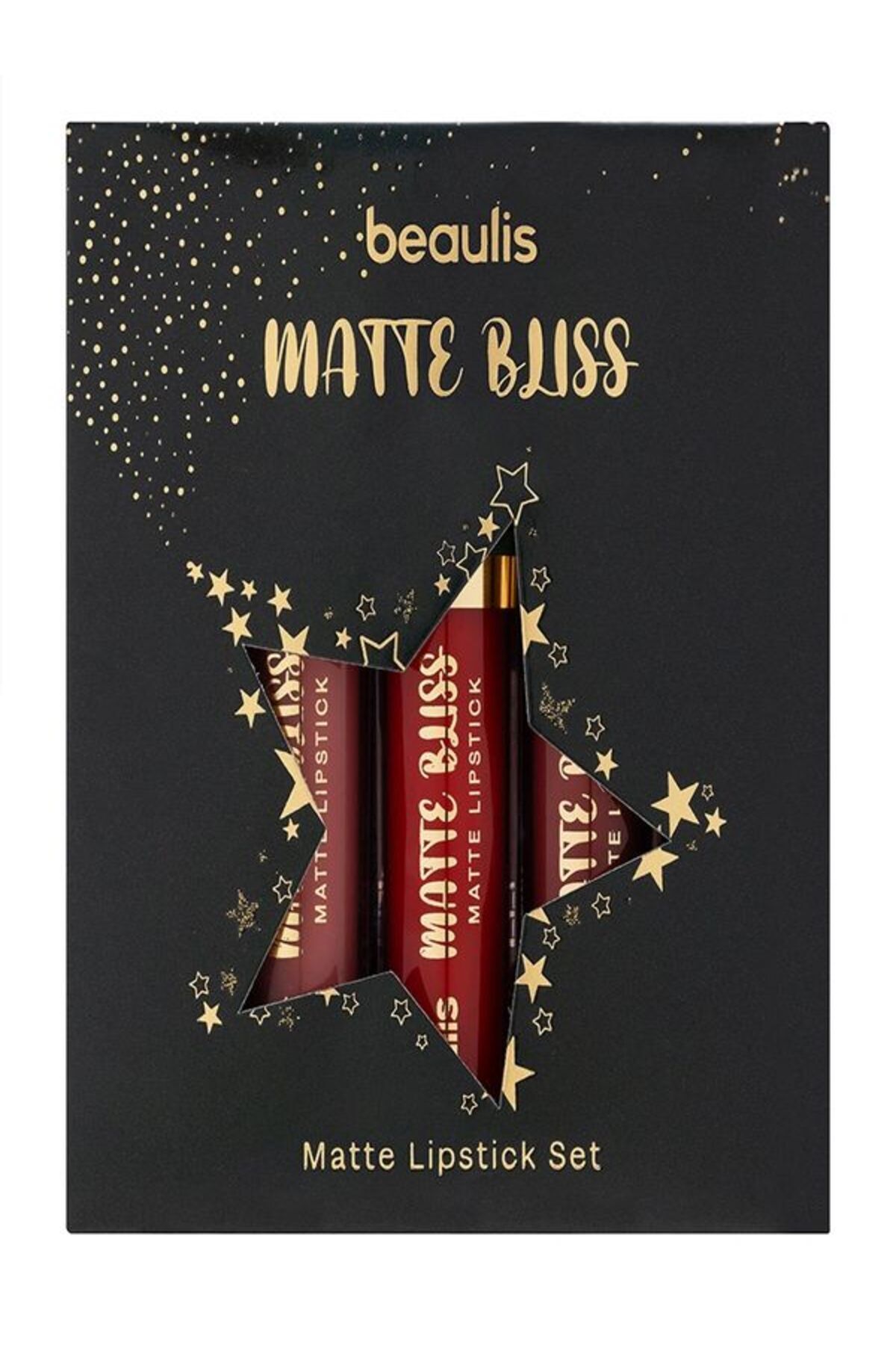 beaulis Matte Bliss 3'lü Mat Ruj Seti Kırmızı, nude ve pembe tonları matte lipstick set likit mat ruj