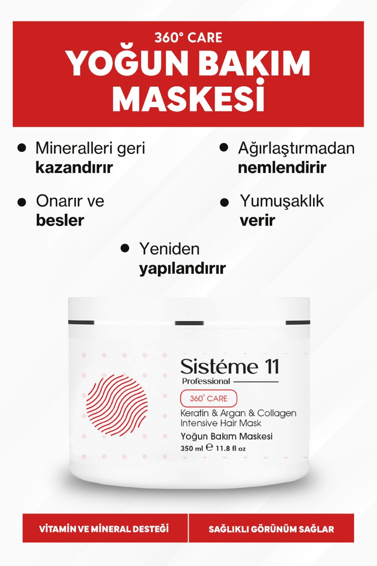 Sistéme 11 Yıpranmış Saçlar Için Intensive Repair Yoğun Bakım Maskesi 350 ml