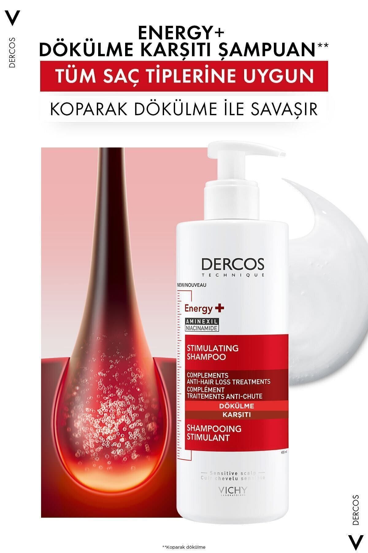 Vichy Saç Dökülme Karşıtı Saç Diplerini Güçlendirici ve Canlandırıcı Şampuan Passi.4783