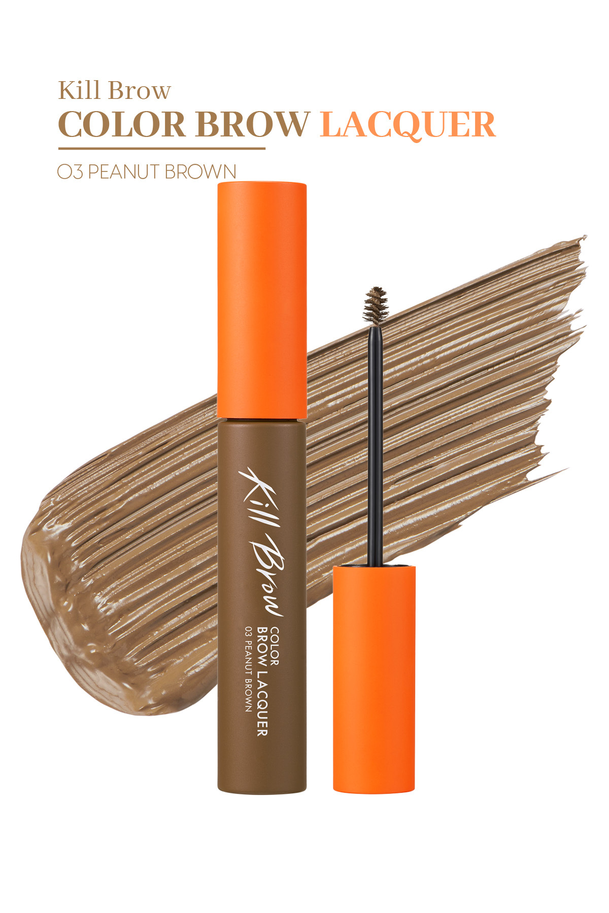 CLIO Yoğun Pigmentli, Üçgen Fırça Uçlu Kaş Maskarası CLIO Kill Brow Color Brow Lacquer (03 Peanut Brown)