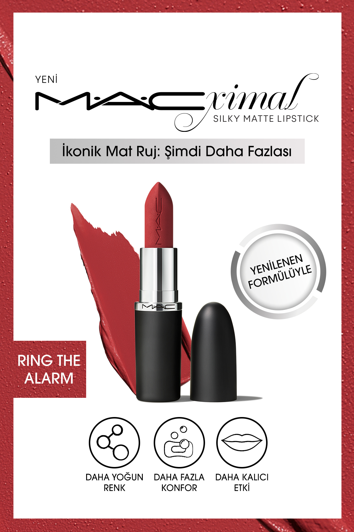 M.A.C RİNG THE ALAM 3 G M·a·cxımal Silky Matte Lipstick Nemlendirme Etkili Yoğun Renk Sağlayan Ruj