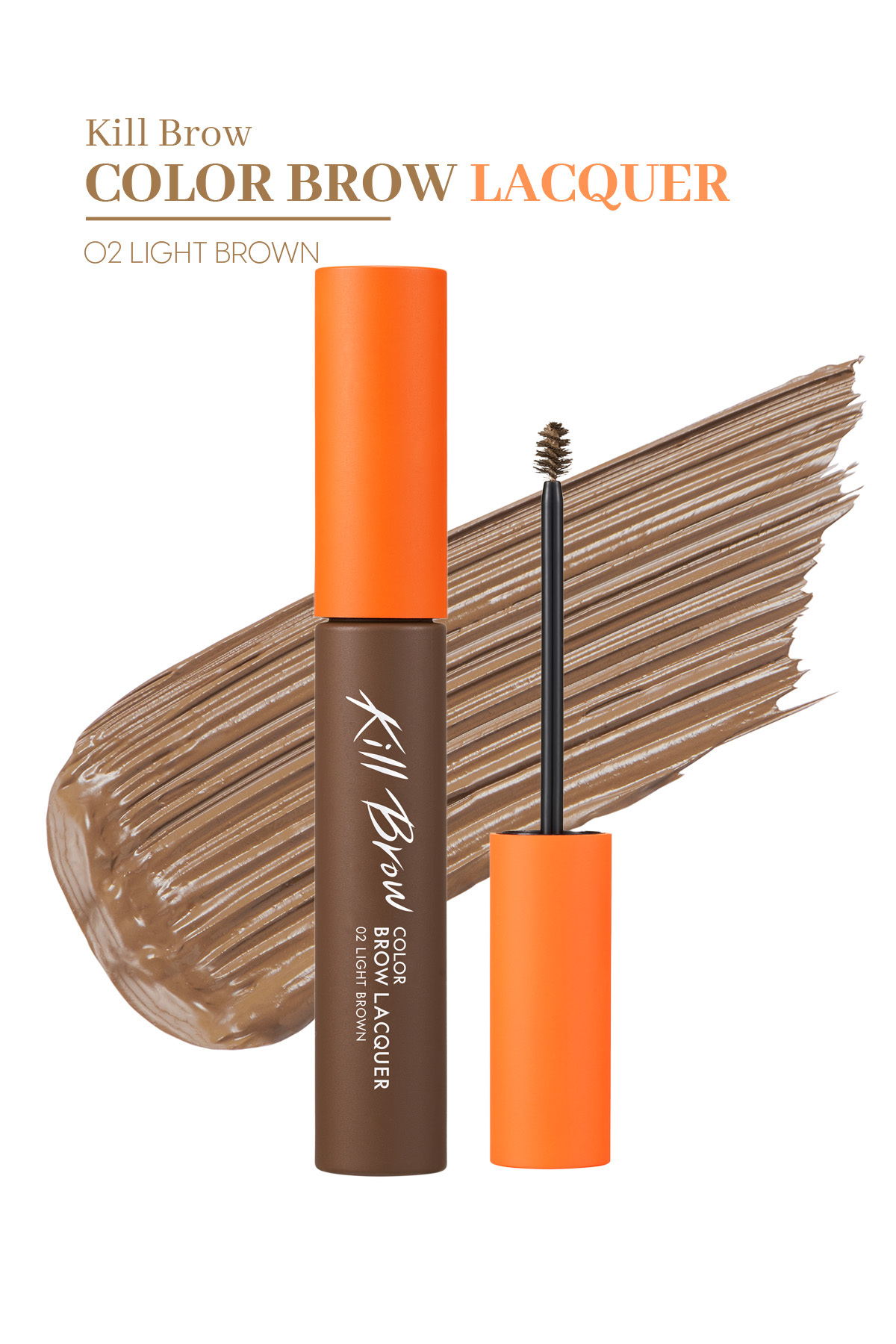 CLIO Yoğun Pigmentli, Üçgen Fırça Uçlu Kaş Maskarası CLIO Kill Brow Color Brow Lacquer (02 Light Brown)