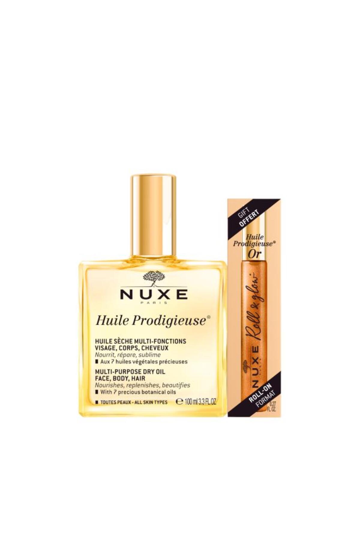 Nuxe Huile Prodigieuse Yüz, Vücut ve Saçlar İçin Nemlendirici Etkili Kuru Yağ + Parıtılı Kuru Yağ Roll-On