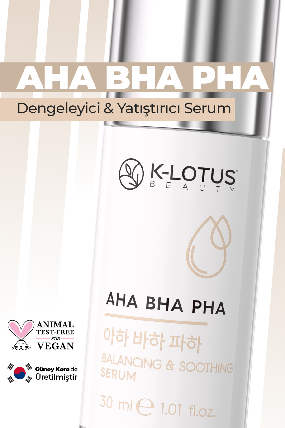 K-Lotus Beauty Cildi Onarma Ve Ölü Hücrelerden Arındırma Etkili Dengeleyici & Yatıştırıcı Aha Bha Pha Cilt Serumu